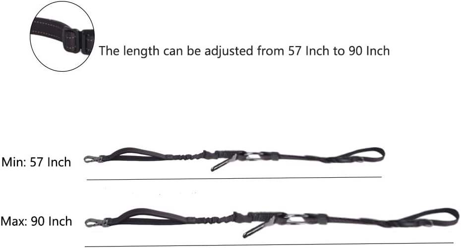Hands Free Dog Leash for Large Medium Dogs Heavy Duty Bungee Reflective Adjustable Waist Leashes for Walking Running with Car Buckle 4-6FT (Black)