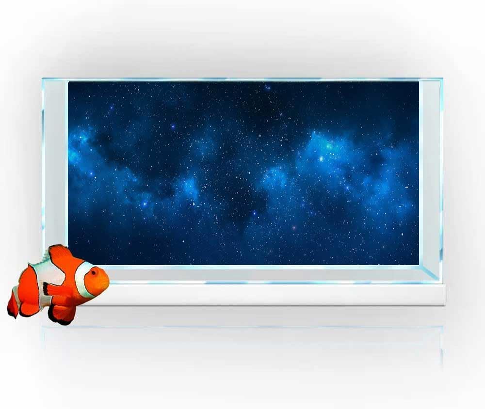 48X24IN Starry Aquarium Background, Art Starry Fish Tank Decorations Background, with 8 EVA Double-Sided Tape