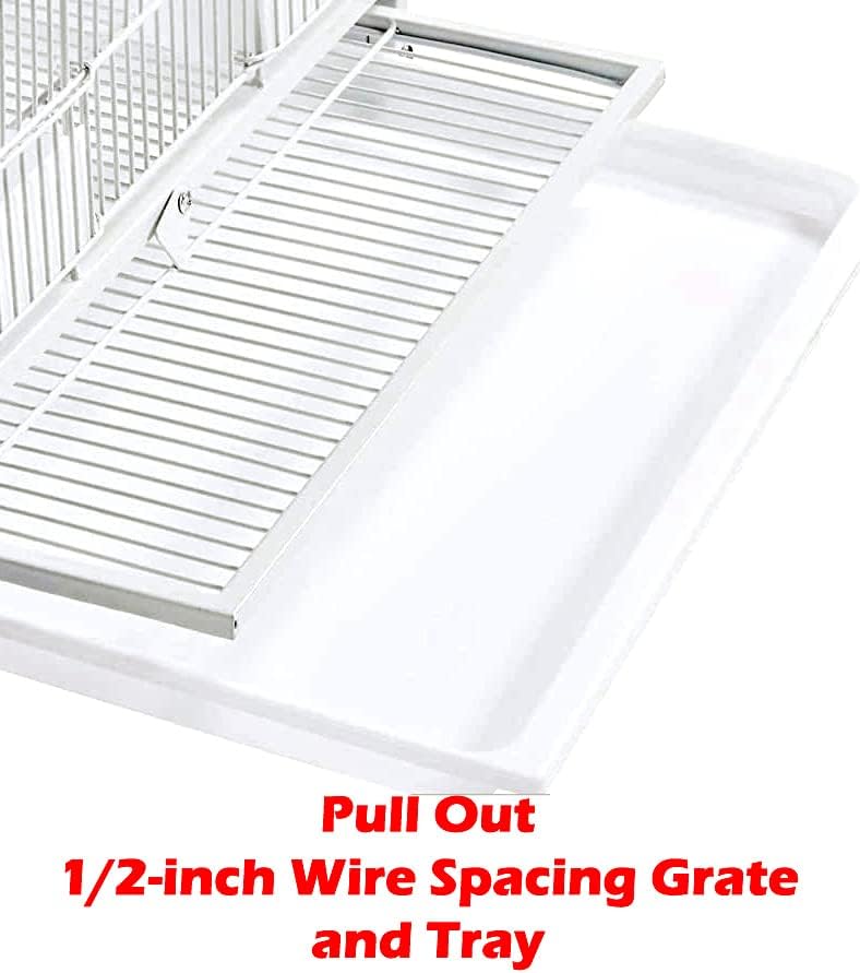 Single/Double/Triple Stackable Center Divided Breeder Breeding Bird Flight Double Rolling Cage for Aviaries Canaries Cockatiels Lovebirds Finches Budgies Small Parrots (White, Triple)