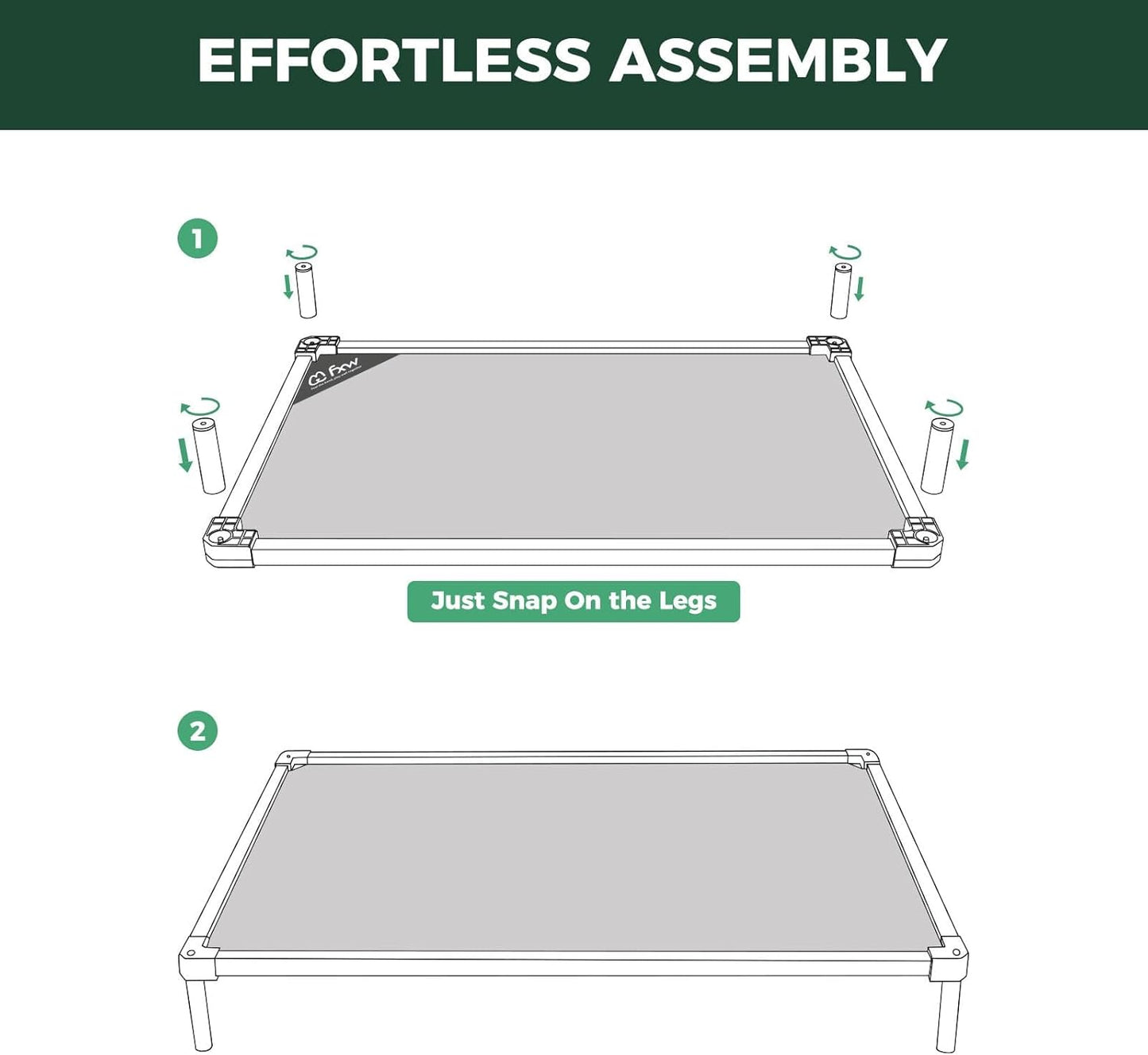 FXW TitanNest Chew-Proof Elevated Dog Bed, Raised Cot for Indoor/Outdoor/Camping Use, Durable & Waterproof Cooling Pet Bed for Small Dogs, 35.0" L x 22.0" W x 4.5" H, Black