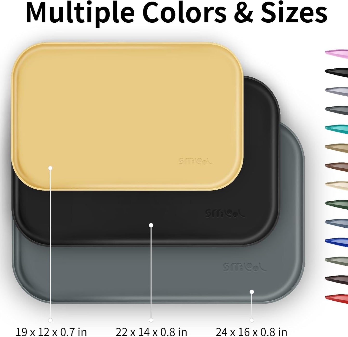 Silicone Pet Feeding Mat with Raised Edge for Food and Water, Dog Bowl Mats, Cat Bowls Placemat with High Lip for Floor Waterproof, Rubber Tray for Cats and Dogs 22 x 14 x0.8 Black