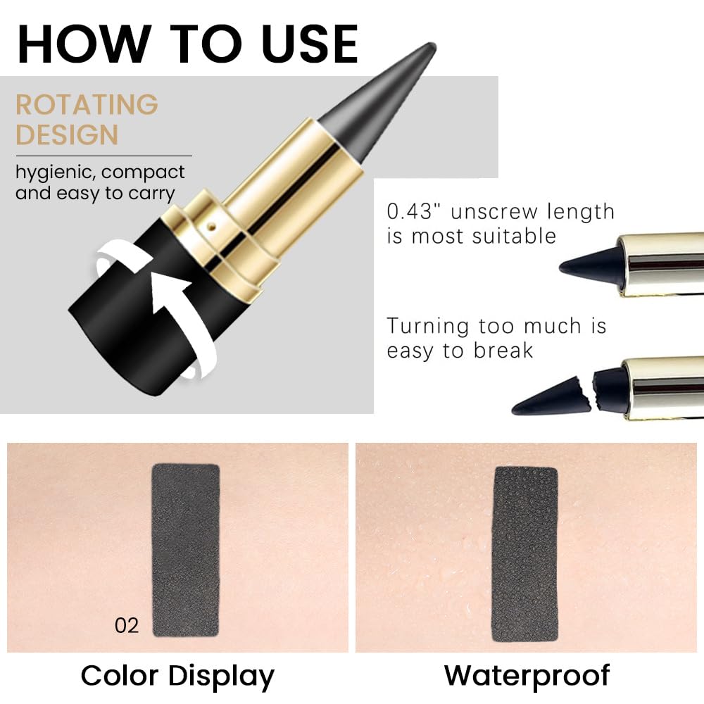 evpct 1Pcs Grey Gel Eyeliner Pencil Eye Black Face Paint Stick Makeup Set Waterproof Matte Cream Crayon Eyeliner Pencil Set Cat Eye Liners Eyeshadow Guide delineador de ojos contra el agua