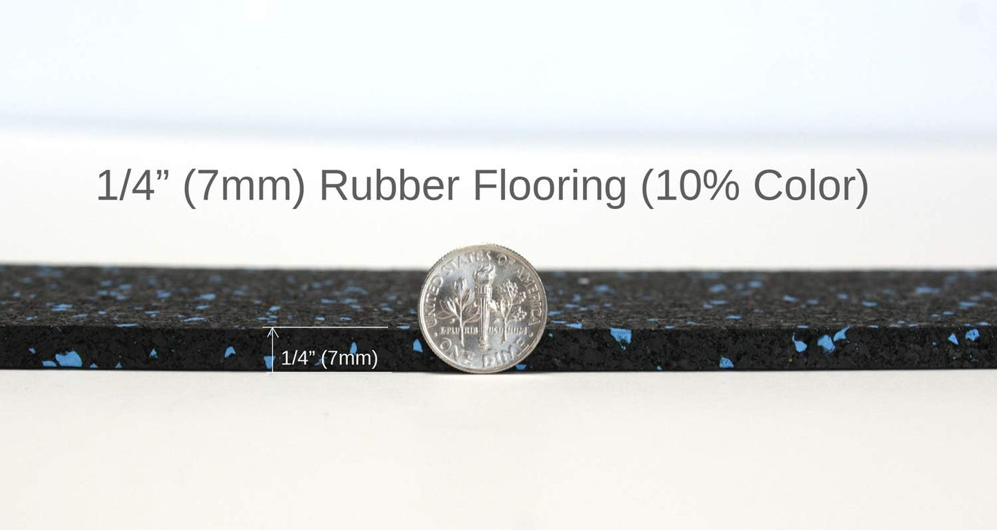 American Floor Mats 1/4in (7mm) Thick 10% Grey 4' x 14' Heavy Duty Rubber Rolls, Protective Exercise Mats, Home Gym Rubber Flooring