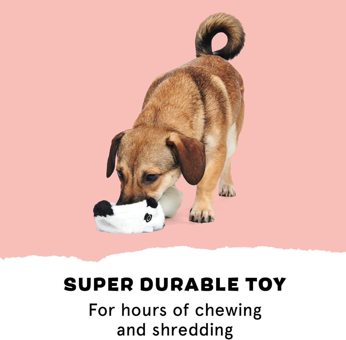 Barkbox Super Chewer Tough Dog Chew Toys for Aggressive Chewers, Plush 2 Toys in 1 (Panda - Large)