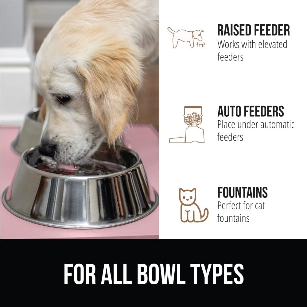 GORILLA GRIP 100% Waterproof Raised Edge BPA Free Silicone Pet Feeding Mat, Dog Cat Food Mats Contain Spills Protects Floors, Placemats for Cats and Dogs Water Bowl, Pets Accessories 18.5x11.5 Pink