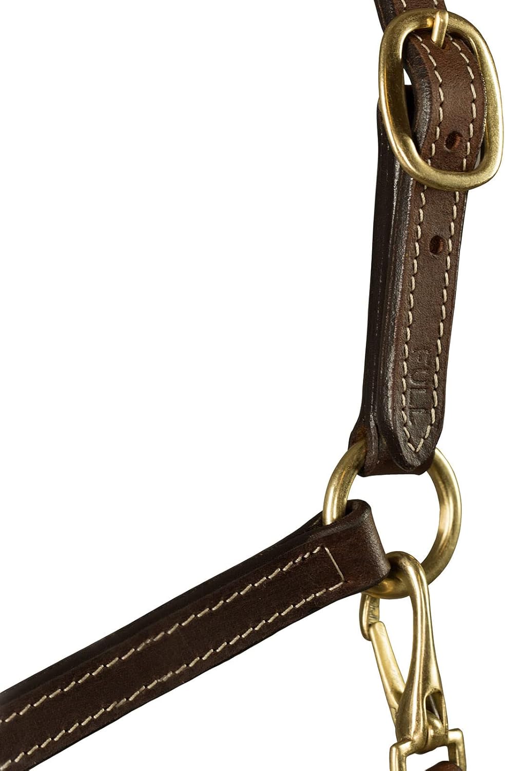 HORZE Fremont Soft Synthetic Leather Horse Halter | Fully Adjustable with Brass Hardware & Contrast Stitching - Brown - Cob