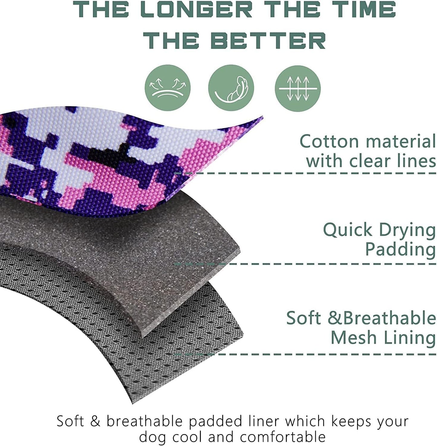 No Pull Dog Harness for Medium Dogs, Adjustable No Choke Pet Vest with Dog Leash Fit Smart Reflective Pet Walking Harness for Training Easy Control Soft Handle Purple Camo M