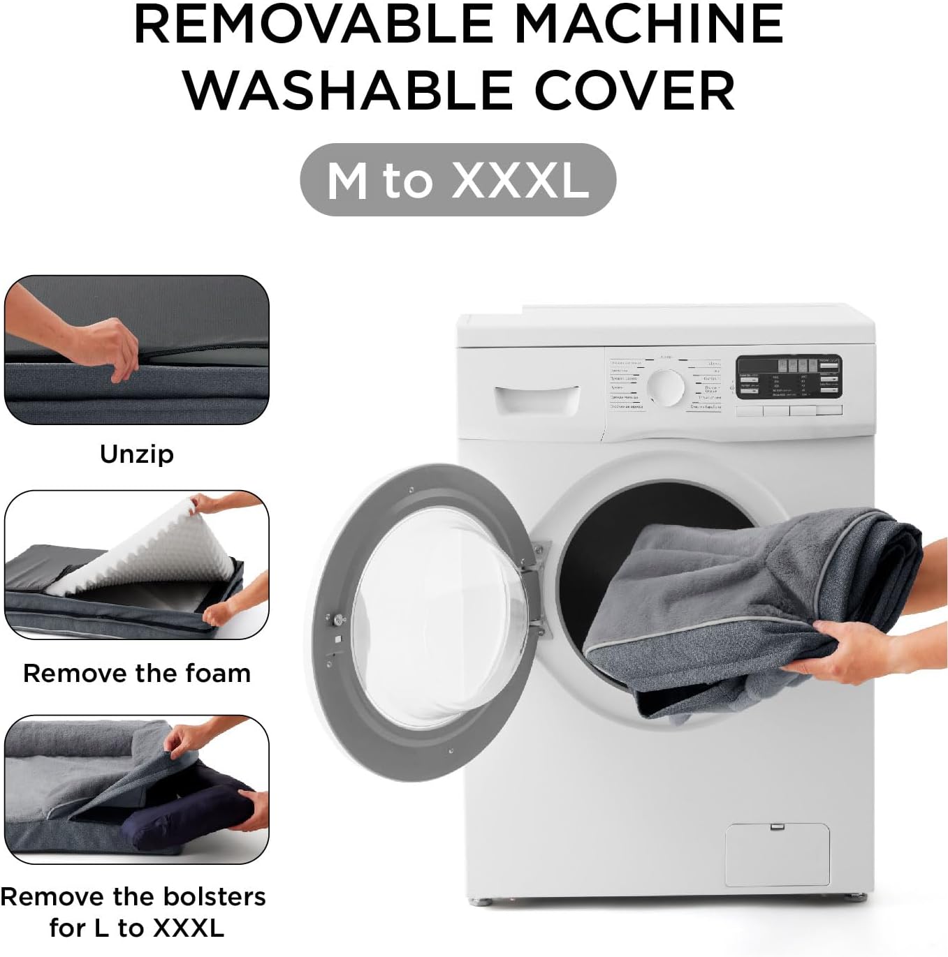 Made4Pets Orthopedic Dog Bed for Extra Large Dogs, Supportive Foam XL Pet Bed Sofa with Washable Removable Cover, Waterproof Large Dog Couch Bed, Non-Slip Bottom and Egg-Crate Foam, Brown