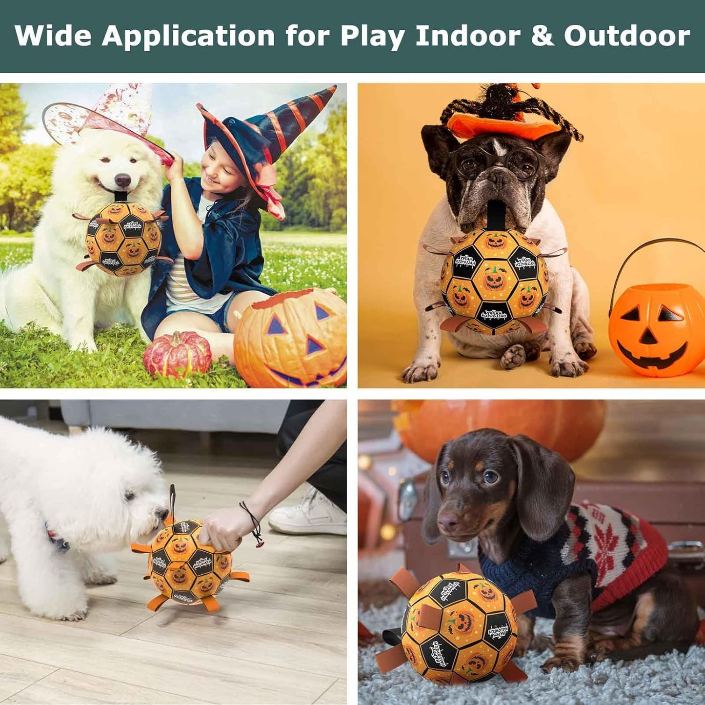 QDAN Halloween Dog Toys, Soccer Balls, Interactive Pet Toys, Puppy Dogs Birthday Gifts, Durable Dog Balls for Small Medium Dogs(6 Inch)