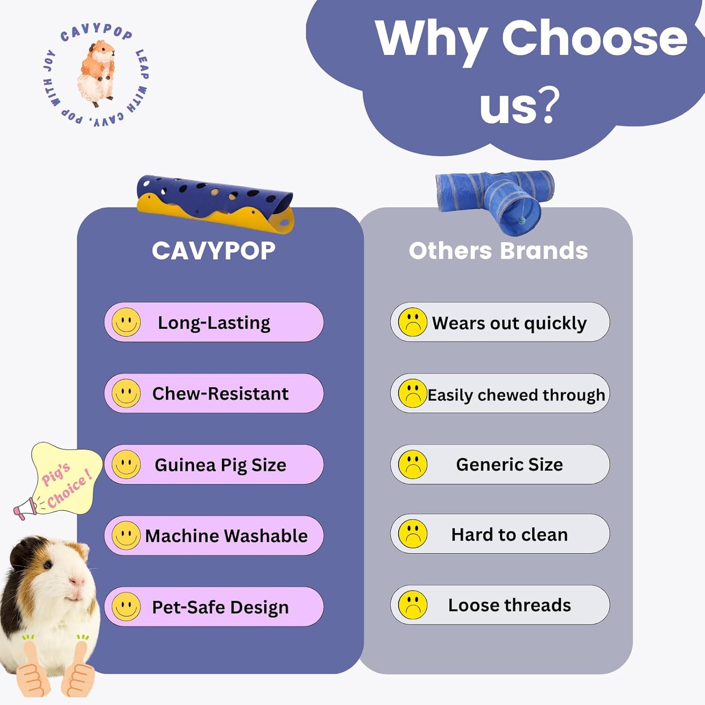 Guinea Pig Tunnel Foldable Fleece Hideout Tube with Cheese-Hole Design Soft Cozy Hideaway for Guinea Pig Cage Corner Indoor Play and Napping-Blue