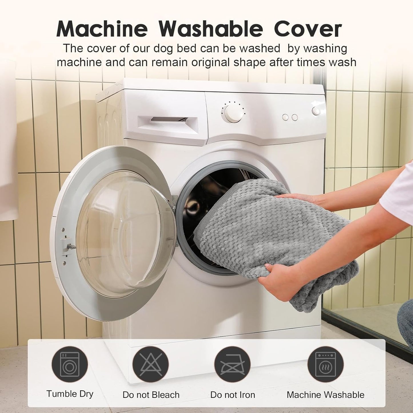 Orthopedic Dog Bed, 3 Inch Memory Foam Dog Beds for Large Dogs, Washable Removable Cover, Nonskid Bottom, Waterproof Pet Couch for Indoor, Outdoor or Car Use, 41x27 Inches XL Light Grey