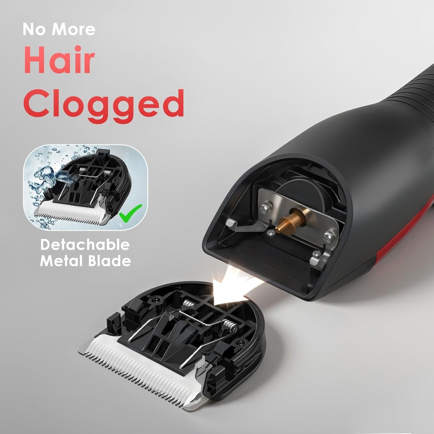 Horse Clippers,Quiet 2-Speed Horse Grooming Clippers,Rechargeable Pet Shaver for Matted Long Hair,Cordless Wide-Blade Powerful Horse Trimmer Kit for Thick Coat #066 Red