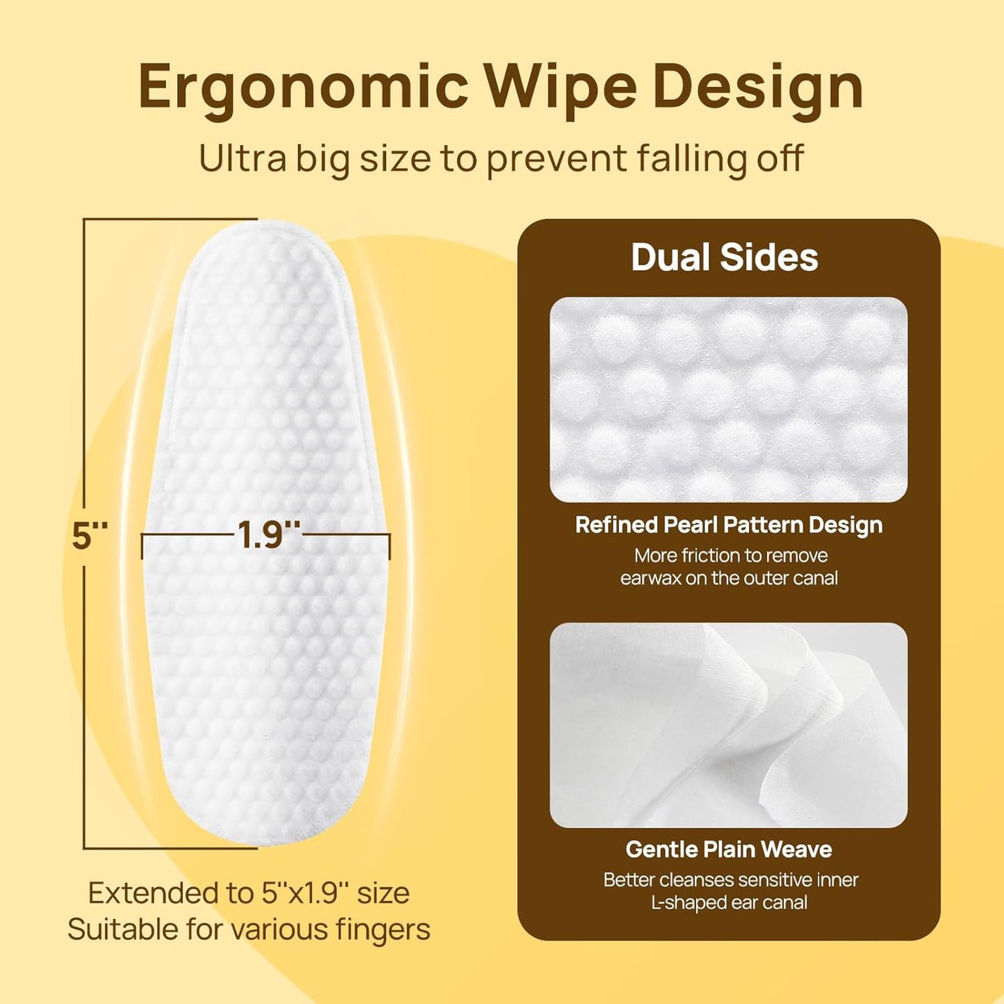 HICC PET Dog Ear Wipes Finger 50 Count Dog Ear Cleaner Wipes for Dogs & Cats, Dog Ear Infection Treatment to Relieve Ear Itching & Inflammation, Remove Ear Wax, Dirt, Smelly - Honey Scent