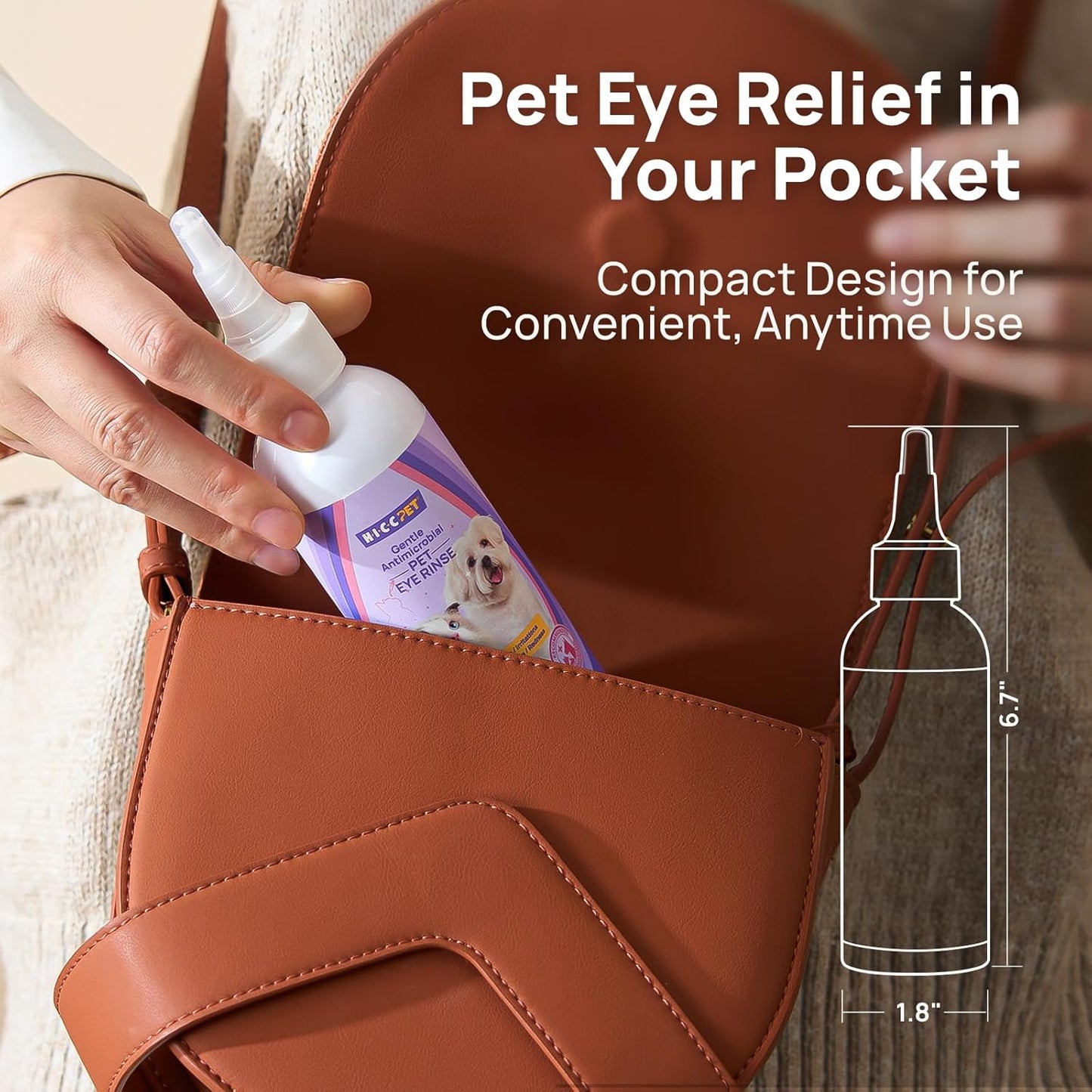 HICC PET Dog Eye Drops 5.1 fl oz Eye Drops for Dogs and Cats Vet-Recommended Dog Eye Infection Treatment to Soothe Infection Allergy, Relieve Dry Eyes Pink Eyes, Pet Tear Stain Cleaner