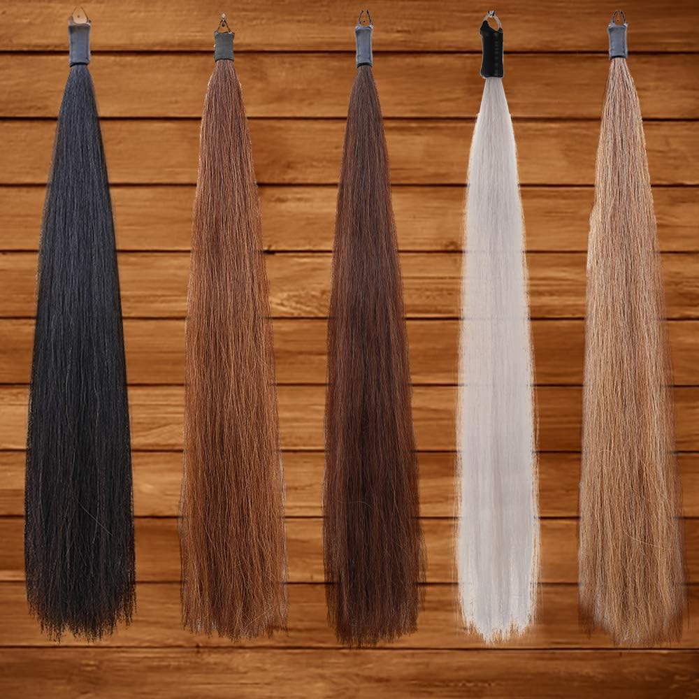 Horse Tail Extensions with Braided Horsehair Loop, Blunt Cut Bottom, 34-36 inches Long and 1 lb Weight (Light Sorrel)
