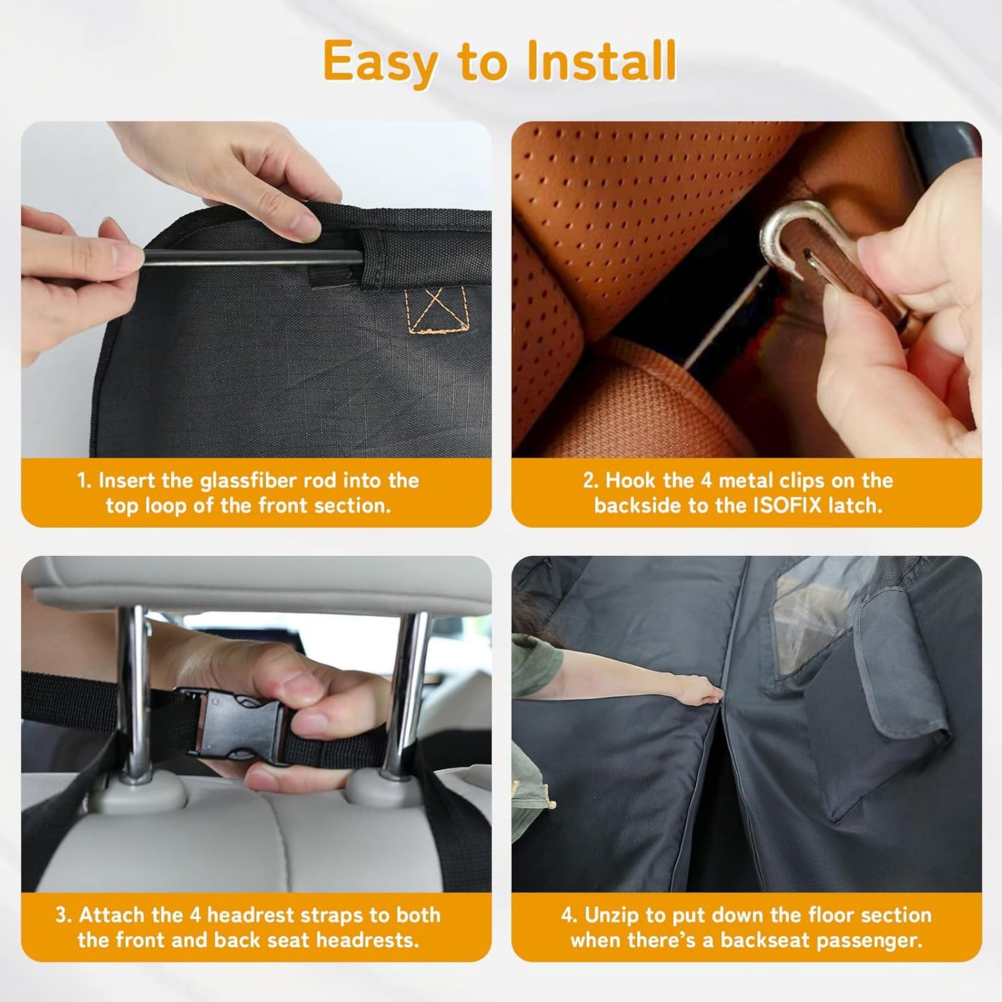 Full-Coverage Dog Seat Cover for Back Seat, 600D Ripstop Dog Hammock for Car,100% Waterproof CarSeat Protector, Suv Cargo Liner for Dogs, Armrest&Child Car Seat Accessible,Install Once,Stay Put