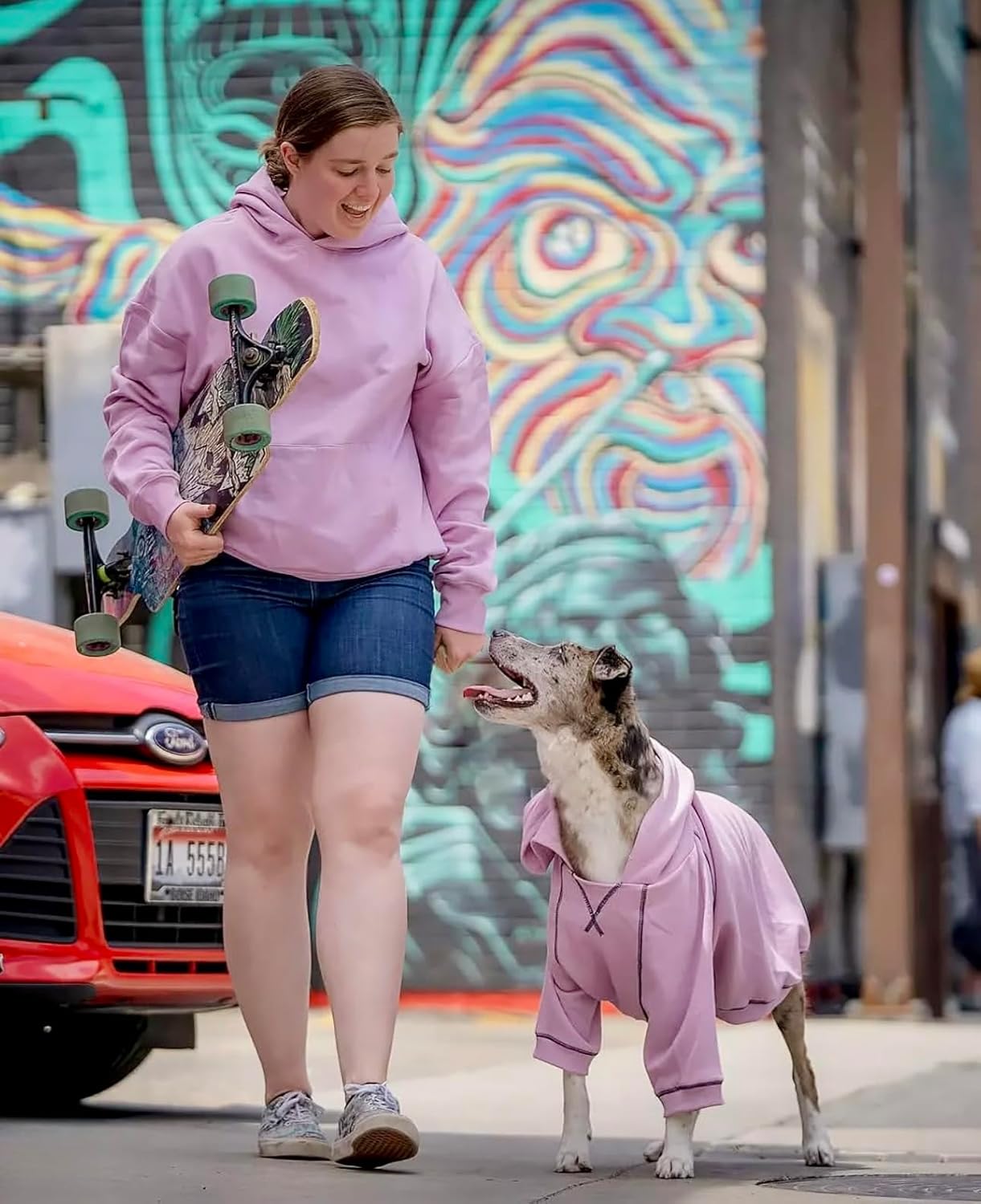 Blueberry Pet Essentials Dog Hoodie – 10 inch, Cotton‑Blend Sweatshirt with Hood, Pink Lilac, Machine‑Washable Small‑Dog Jersey