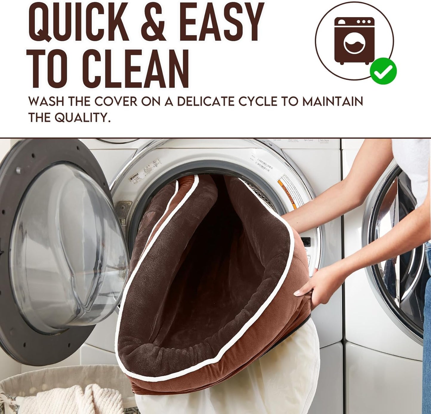 OhGeni Orthopedic Dog Couch Pet Sofa Large Sized Cat Beds with Comfort Foam Support, Soft Comfortable Fabric, Machine Washable Waterproof Removable Cover, 35-Inch (Brown)