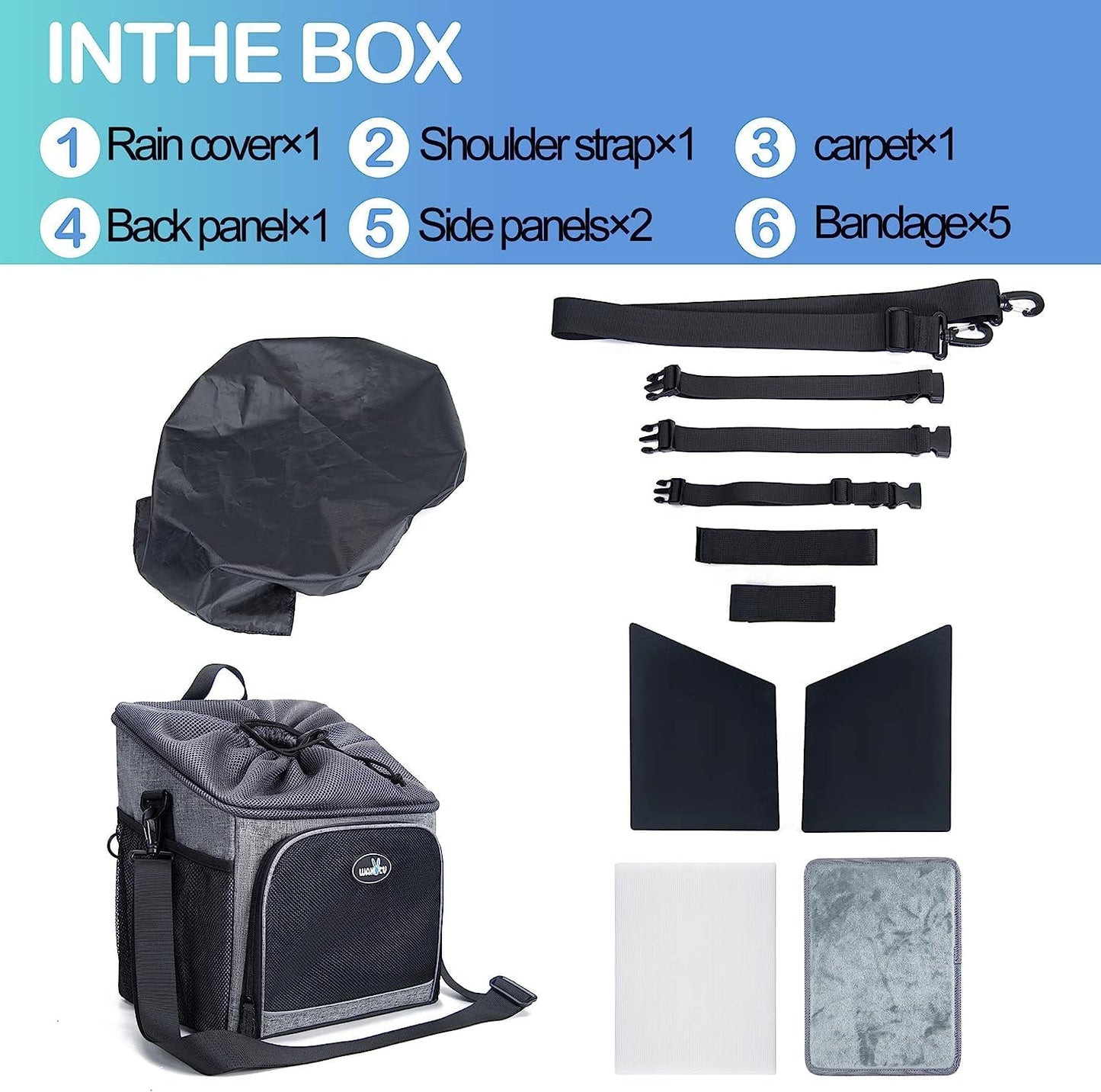 Dog Bike Basket Carrier, Pet Bicycle Front Carrier Backpack for Bike Riding Foldable Removable, Reflective Strips, 2 Side Storage Pockets, Pet Travel Bag for Cats Small Dogs