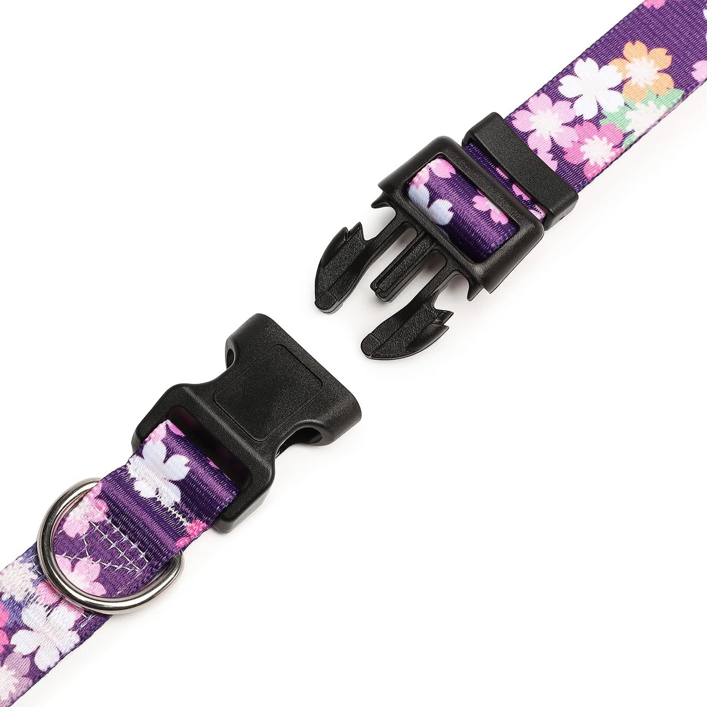 Mercano Adjustable Dog Collar - Special Design Patterns, Soft Nylon Comfortable Sturdy Pet Collar for Small Medium Large Dogs (M, Floral Pink)