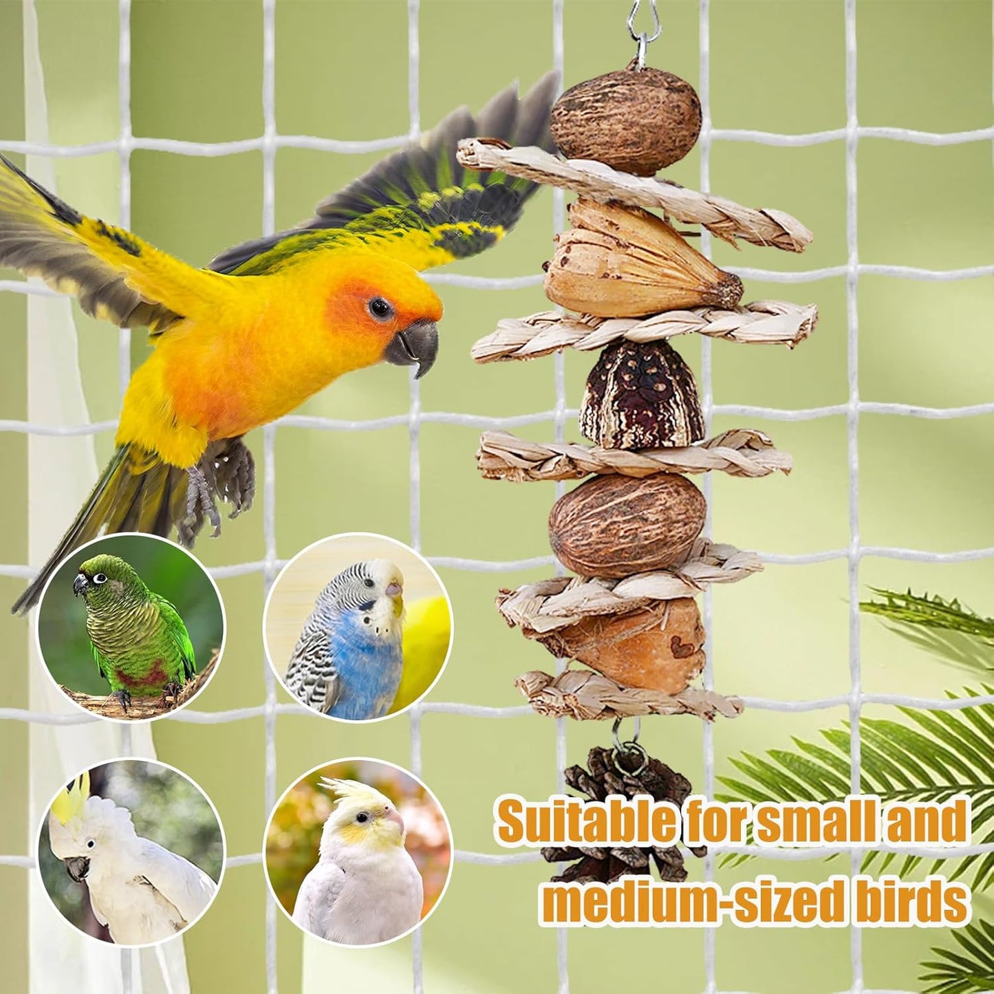 Bird Toys :Straw-Woven Parrot Toys,Parakeet Chewing Hanging Toy Bird Cage Accessories,Suitable Parrots Budgies Cockatiels Lovebird Monk Parakeet Amazon Parrot Sun Conure