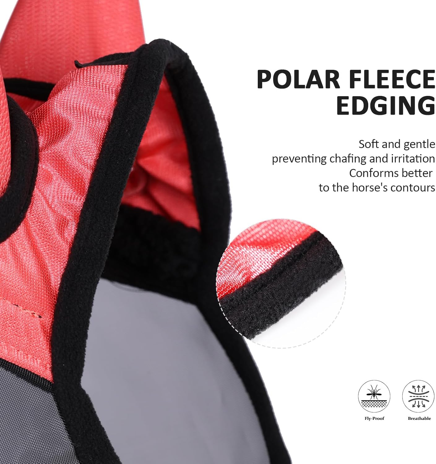 Harrison Howard Pro Luminous Horse Half Face Fly Mask Large Eye Space with Ears UV Protection for Horse Coral Orange M