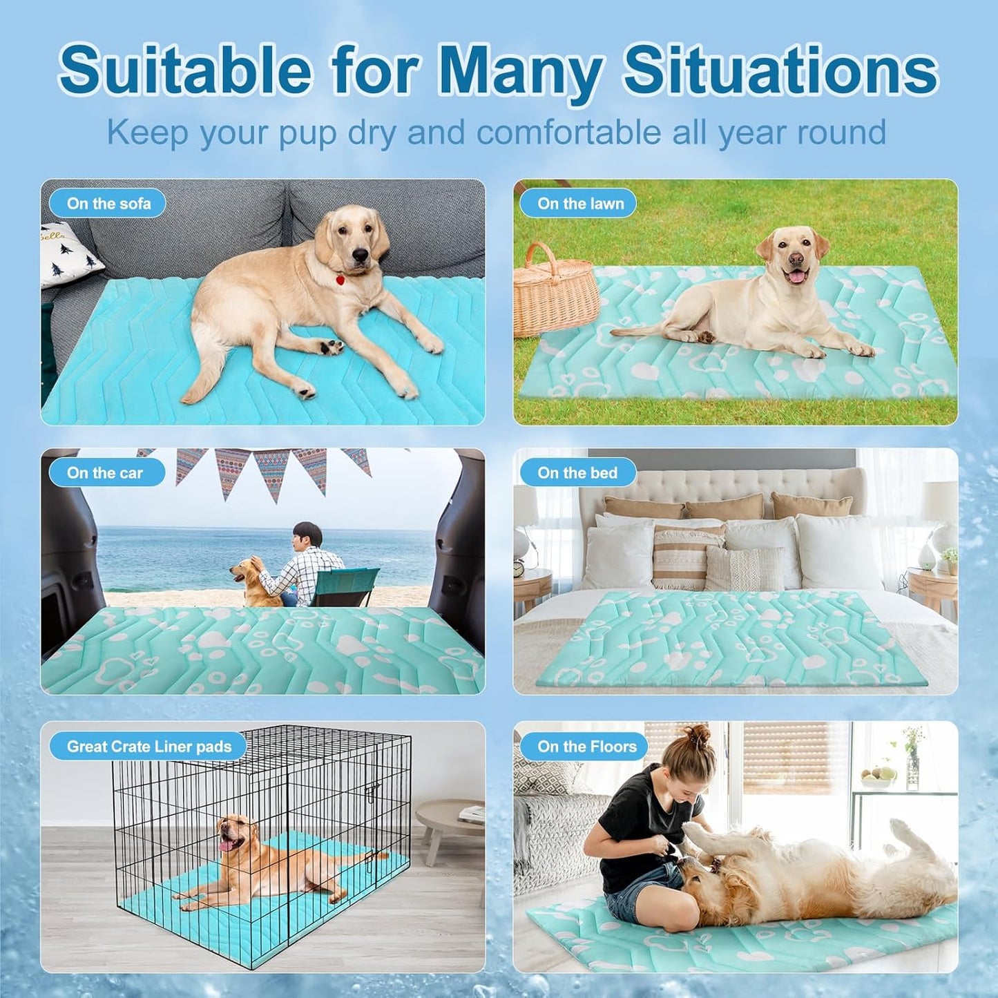 BEAUTYZOO Upgrade Dog Cooling Mat Extra Large, Reversible Self-Cooling Mat for Dogs, Thicken Pet Ice Cool Pad Blanket for Summer Kennel Sofa Bed Floor Car Seat, Machine Washable&Foldable, 36"x23"