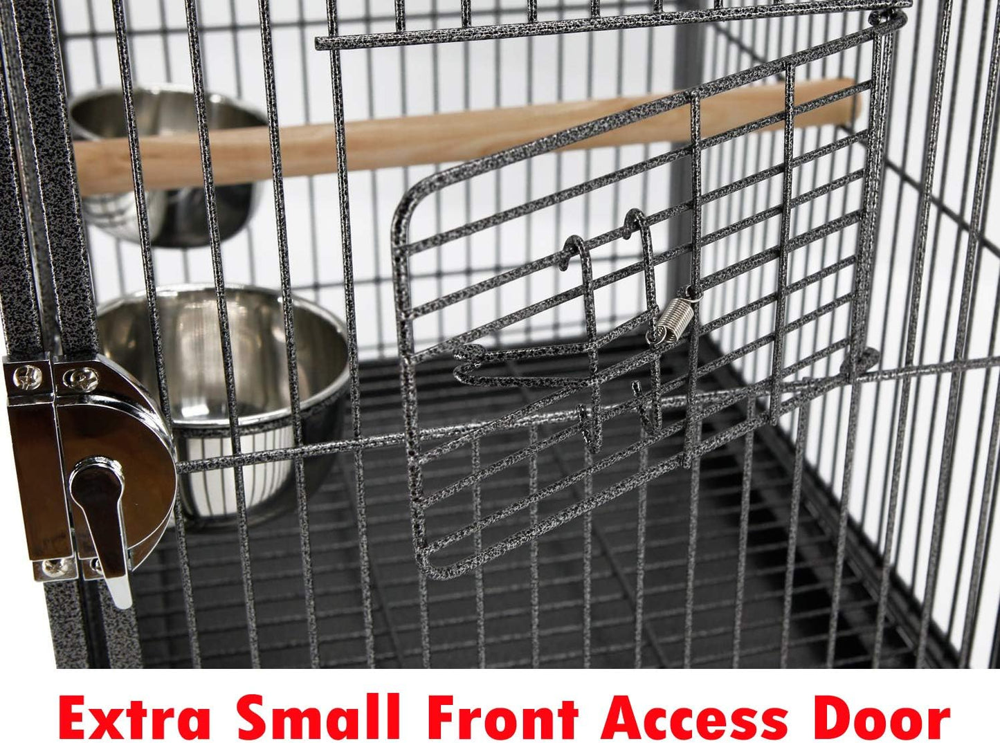 Portable Heavy Duty Travel Bird Parrot Carrier Cage Feeding Bowl Play Stand with Handle