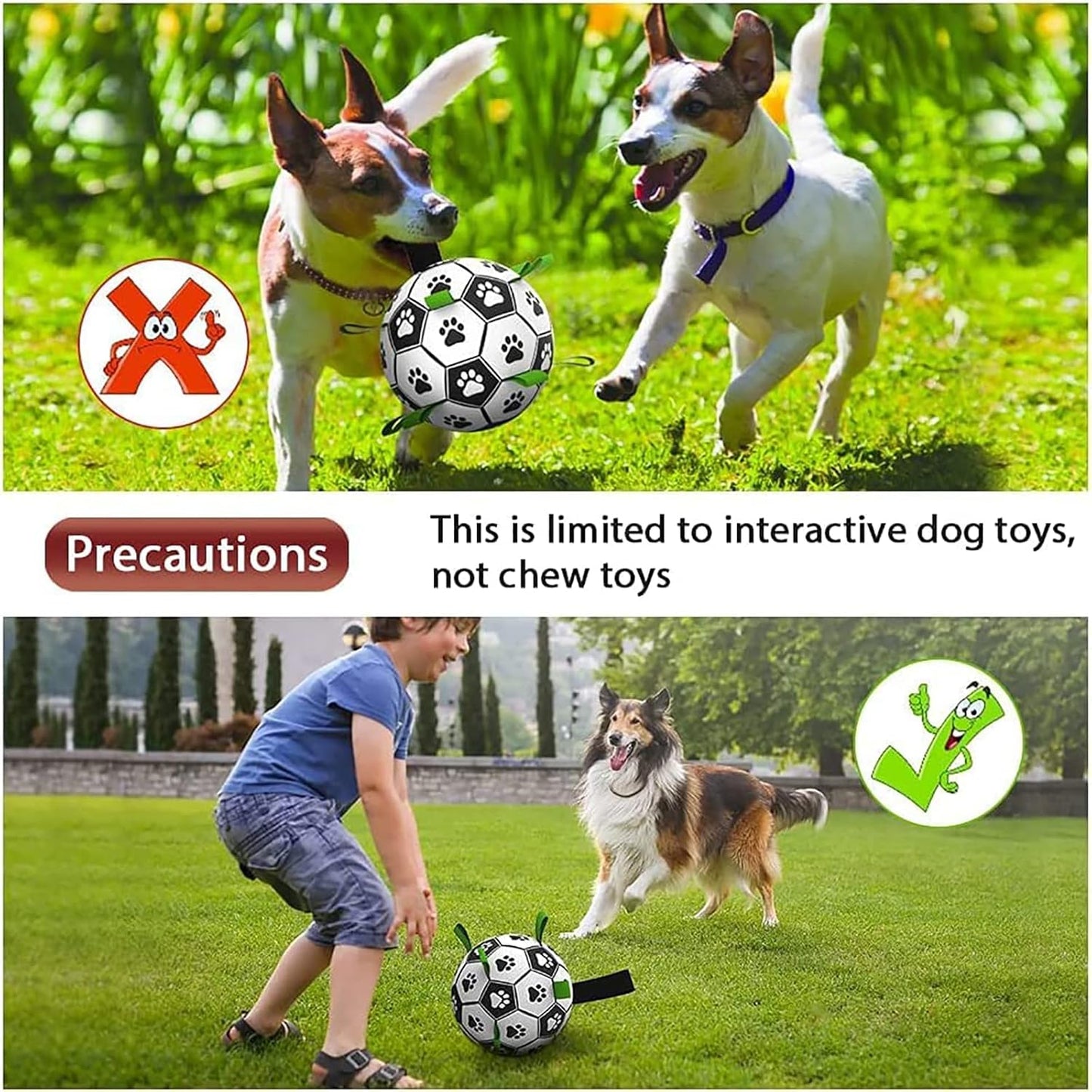 QDAN Dog Toys, Soccer Ball with Straps, World Cup Interactive Toys for Tug of War, Puppy Birthday Gifts, Water Toy, Durable Dog Balls for Medium Large (8 Inch)