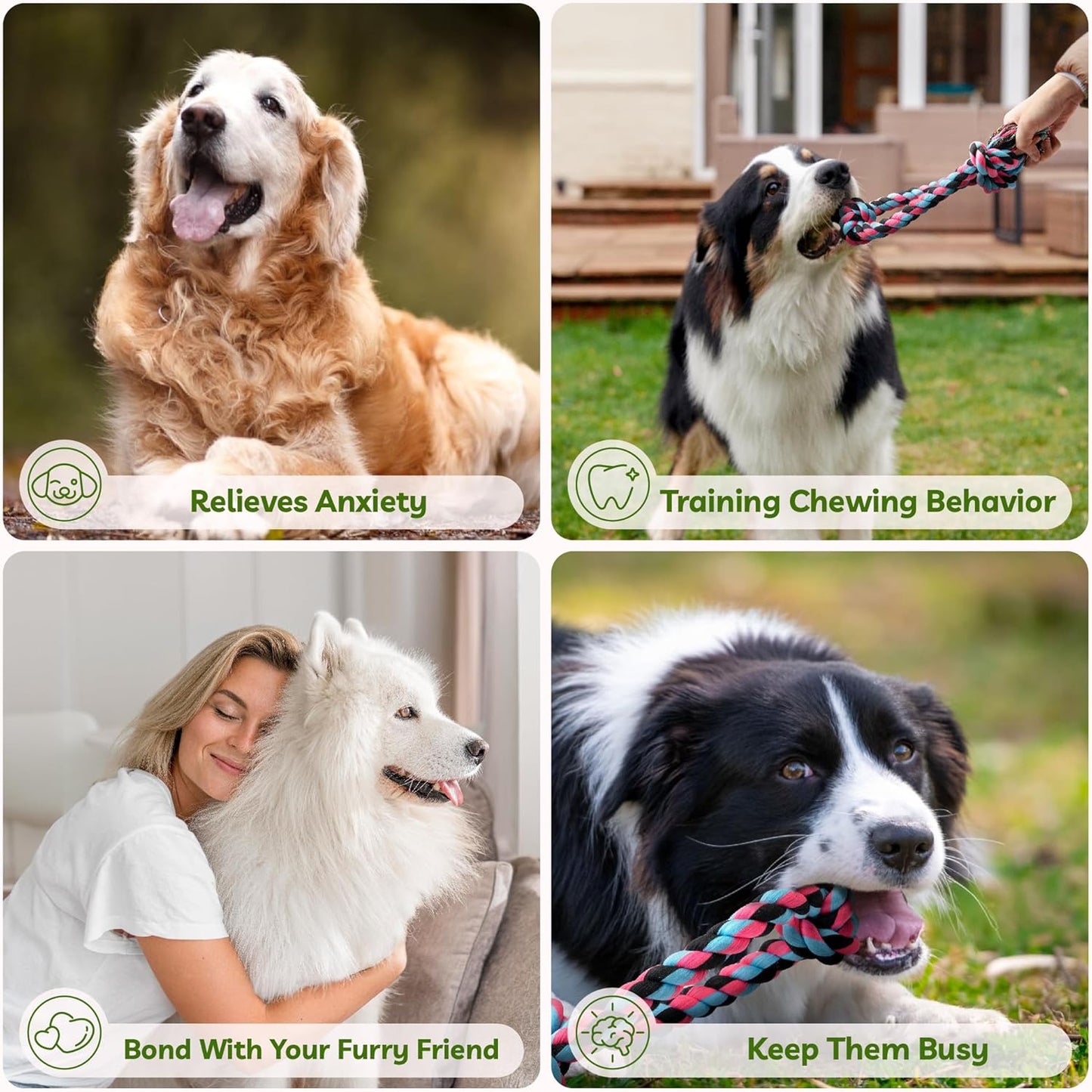 SHARLOVY Dog Rope Toy for for Medium Dogs, Durable Cotton Dog Chew Toys for Aggressive Chewers, Interactive Tug of War Dog Toys for Medium to Large Breed