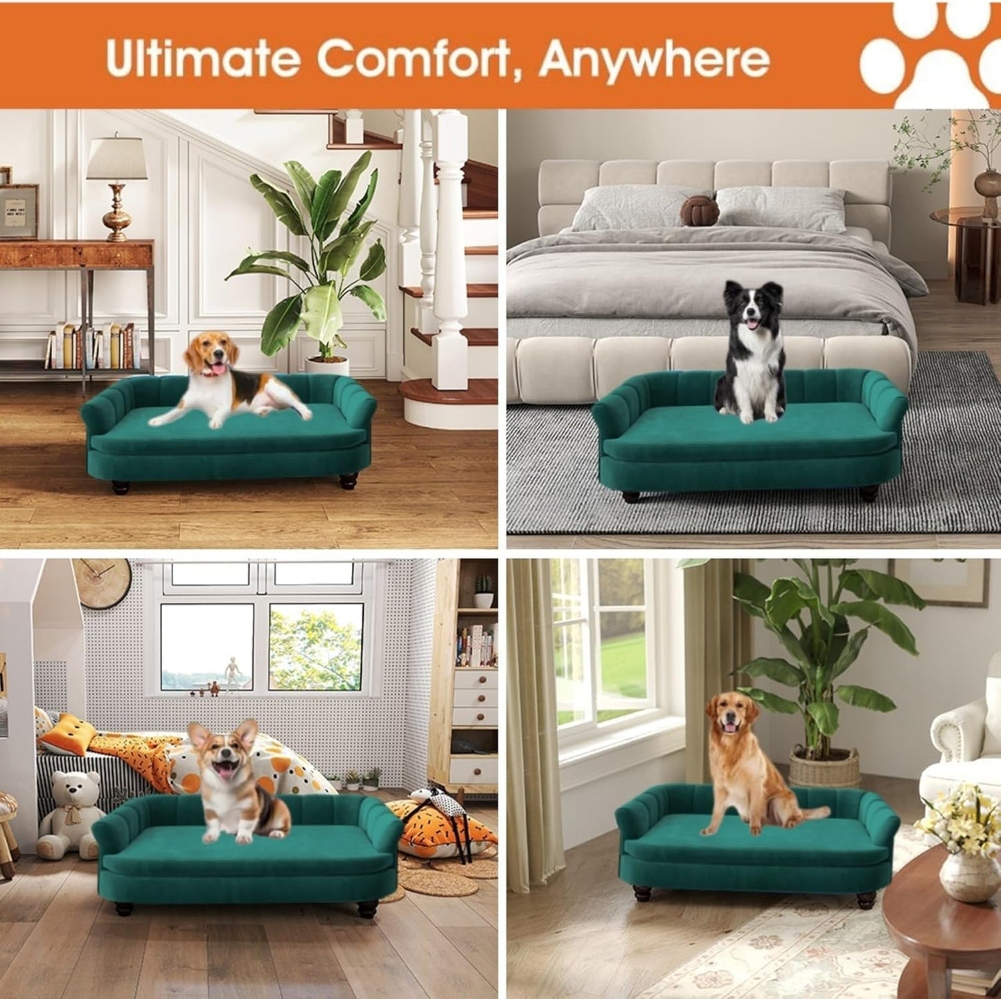 Dog Couch Sofa Bed, Comfortable Pet Sofa for Large and Medium Dogs, Soft Velvet Cushion, Durable Dog Furniture for Living Room