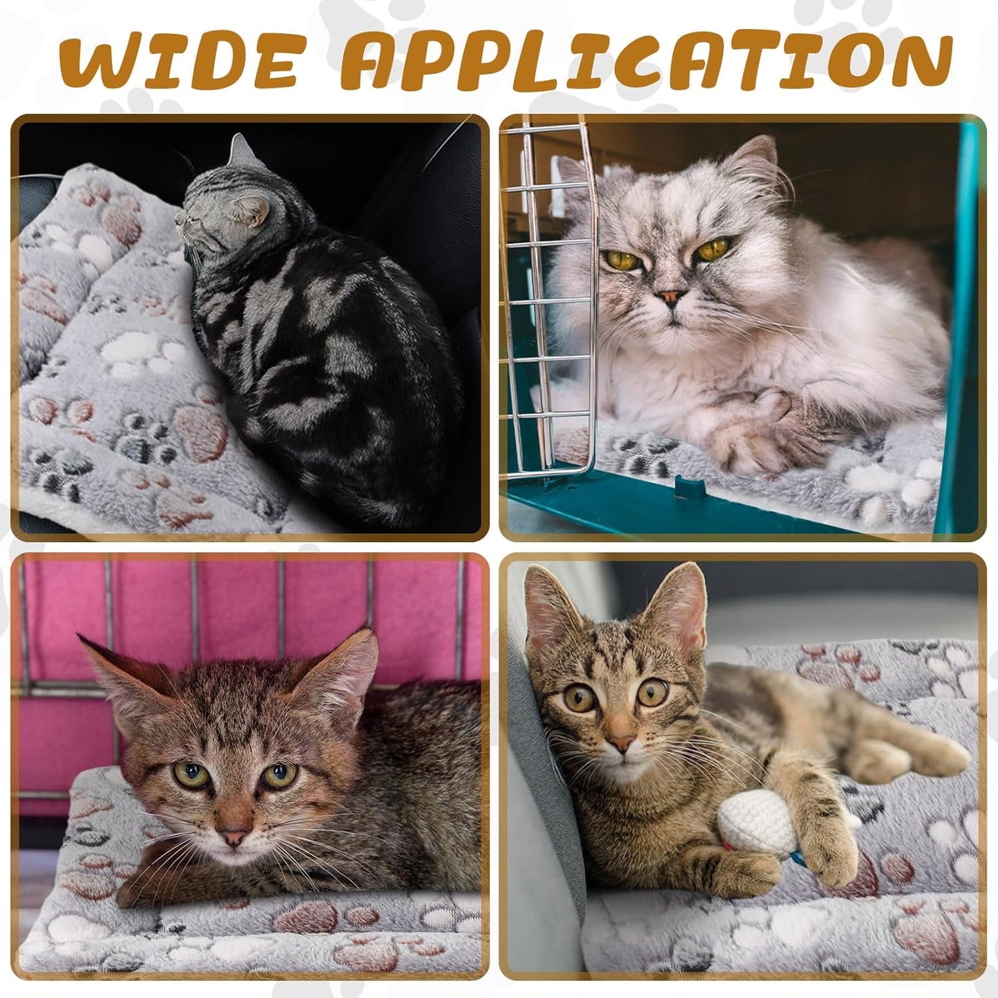 Tuanse 4 Pack Ultra Soft Dog Cat Bed Mat with Cute Prints Reversible Fleece Dog Crate Kennel Pad Cozy Washable Thickened Hamster Guinea Pig Pet Bed Mat for Small Animals(13 x 19 Inches,Light Gray)