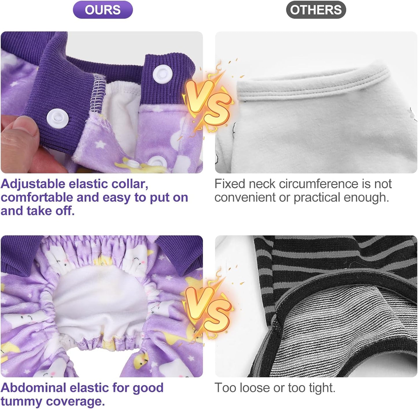 BEAUTYZOO Dog Pajamas Large Sized Dog, Summer Doggie Pajamas for Boy Girl, Soft Strechy Cotton Puppy Pjs Jammies Onesies for Men Women, Pet Jumpsuit Body Suit Cat Apparel Clothes, Purple XXL