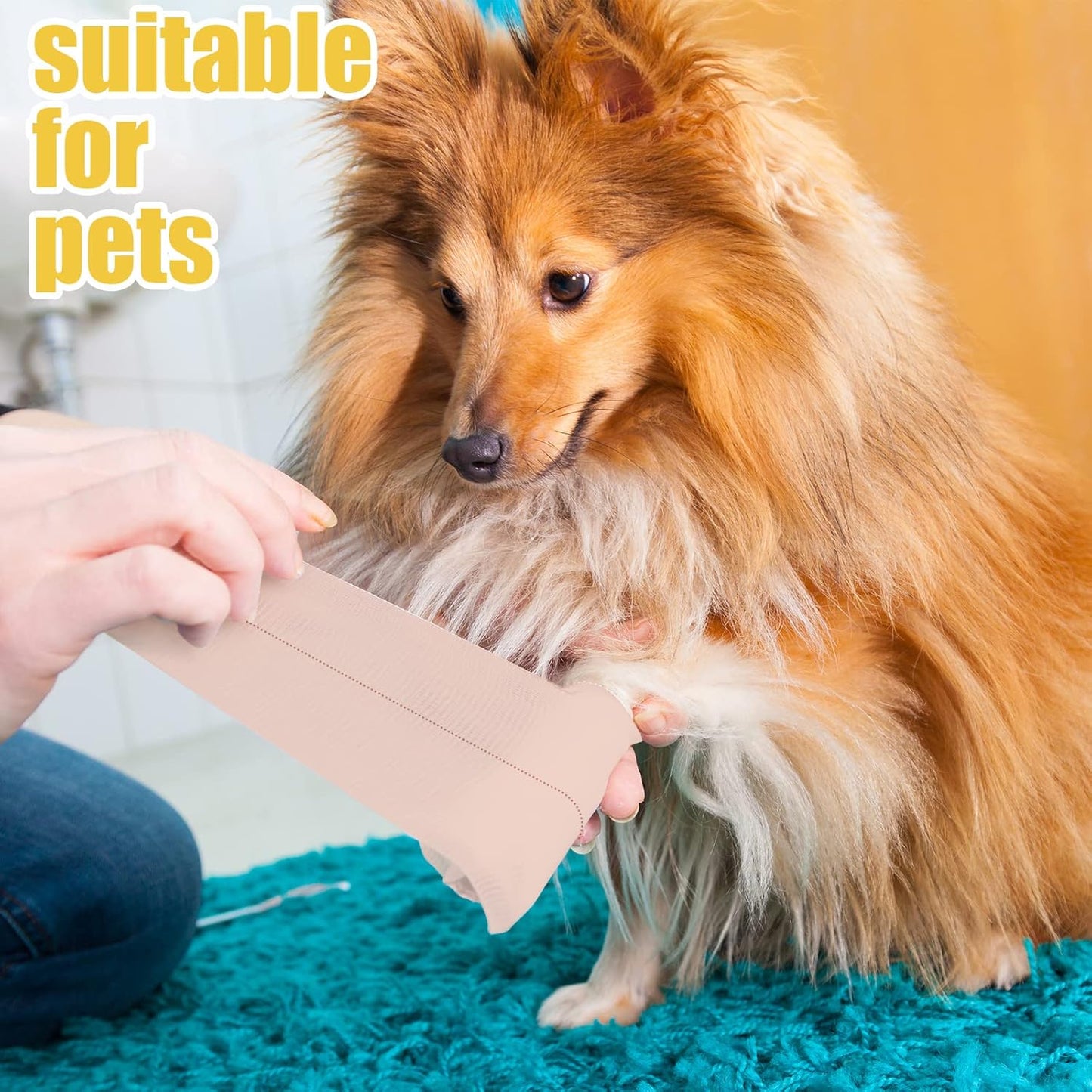 4 Rolls Elastic Tape Adhesive Elastic Tape Self Adhesive Bandage Wrap Flexible Stretch Bandages for Sports Ankle, Knee and Wrist Sprains Animal Pets, 5 Yard (4 Inch in Width)