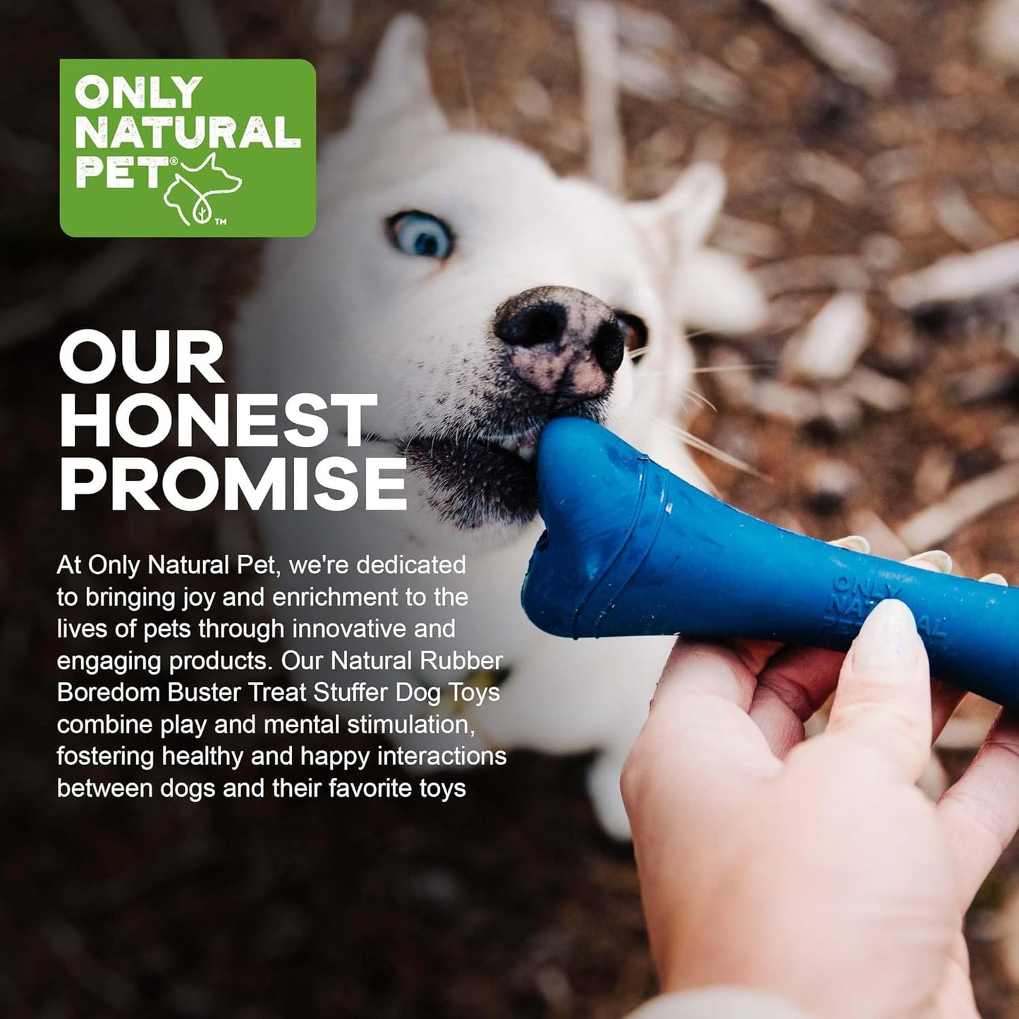 Only Natural Pet Rubber Boredom Buster Treat Stuffer Dog Toys - Interactive Stuffable Feeder Dispenser Fillable Durable Play Puppy Medium Large XS Chew Pup Hide Holder Easy Refill -BobbleBone/DarkBlue