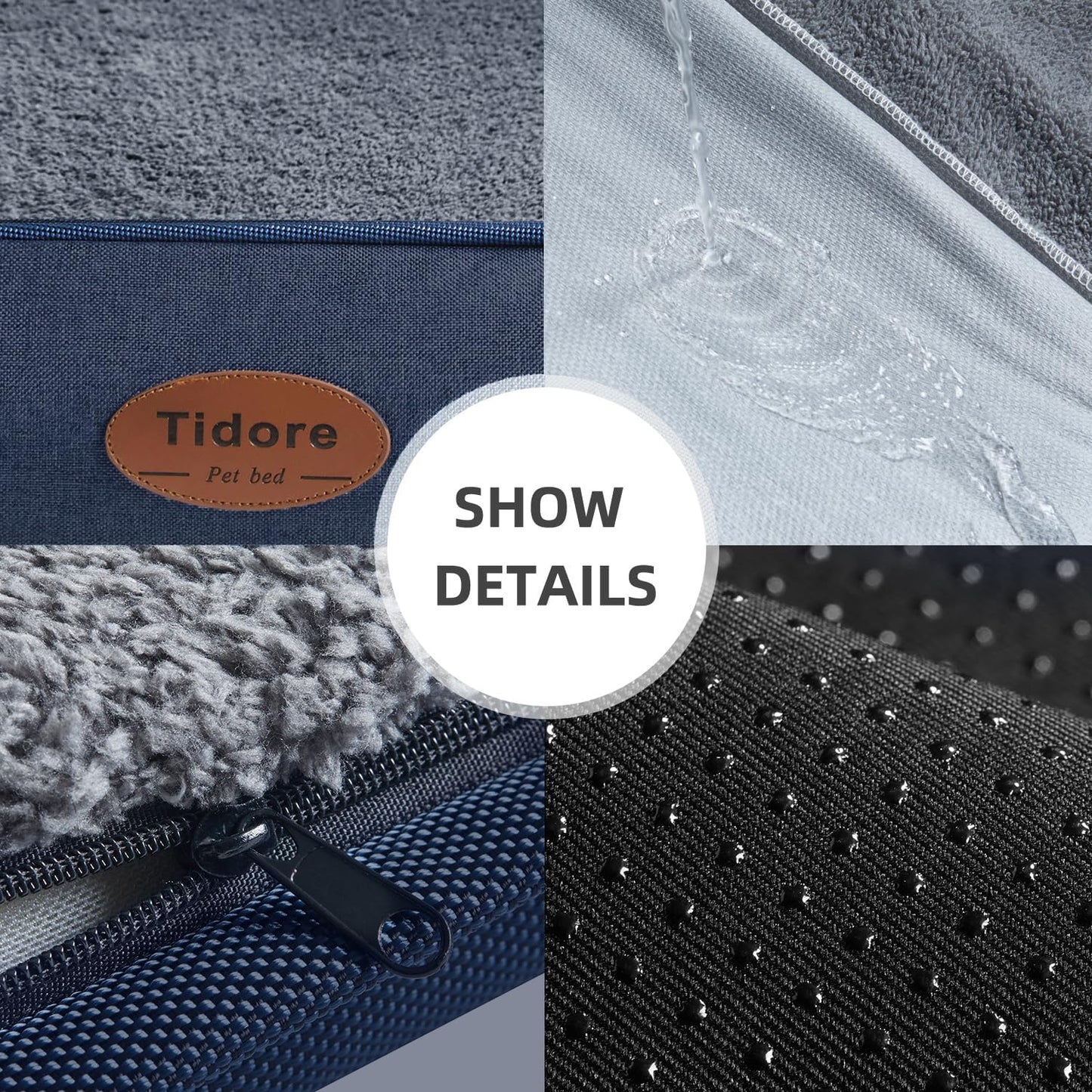 Orthopedic Dog Beds for Medium Dogs, Durable Egg Crate Foam Sofa Dog Bed wit Washable Removable Cover,Waterproof Lining,Pet Bed for Large Dogs (Dark Grey-Velvet, 39.4" L x 31.5" W x 7.4" Th)