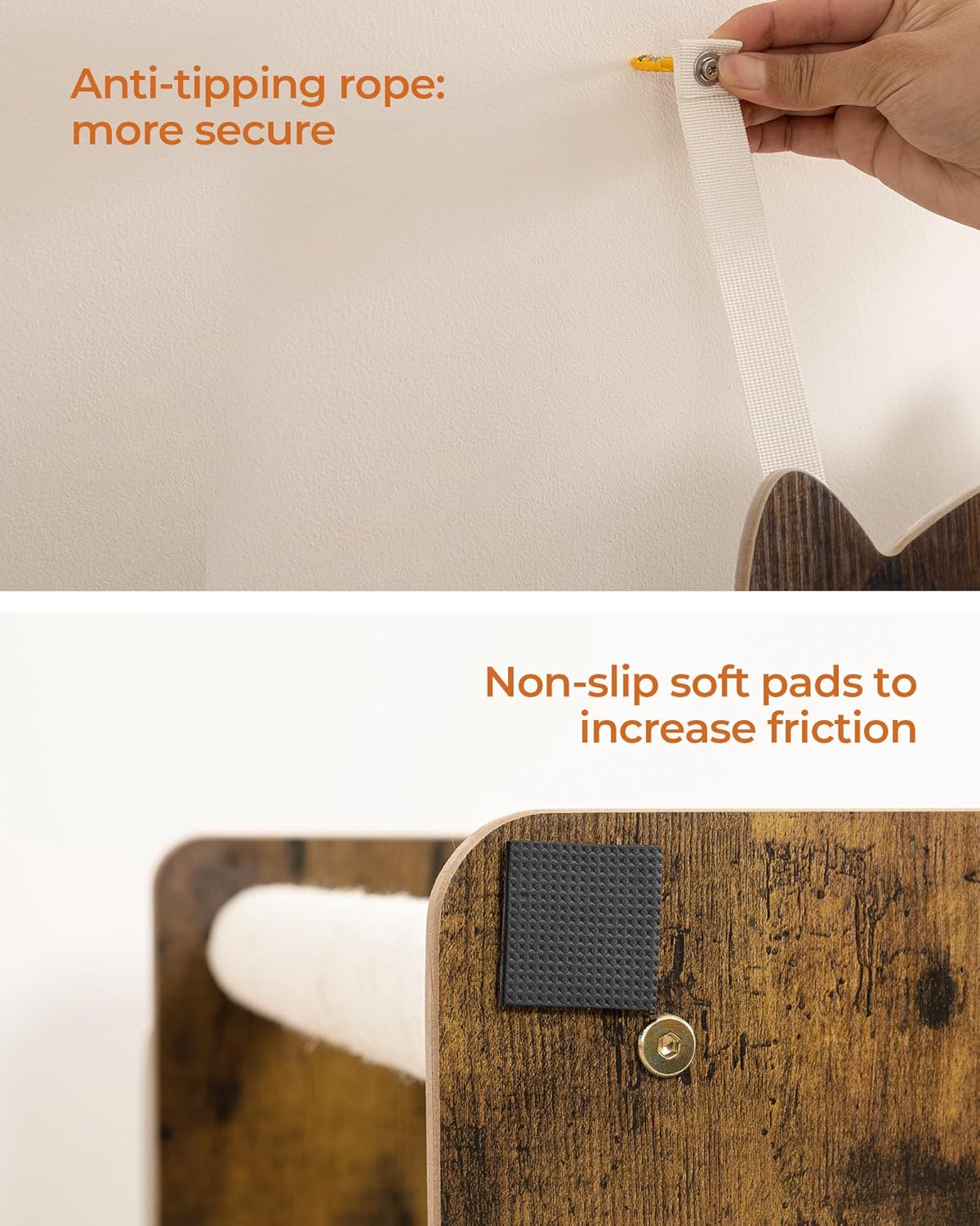 FourFurPets 35.4in 3-Tier Modern Cat Tree Tower Condo, Cat Scratch Posts for Indoor Cats, Big Plate, Two Full Sisal Scratching Posts, Rustic Brown