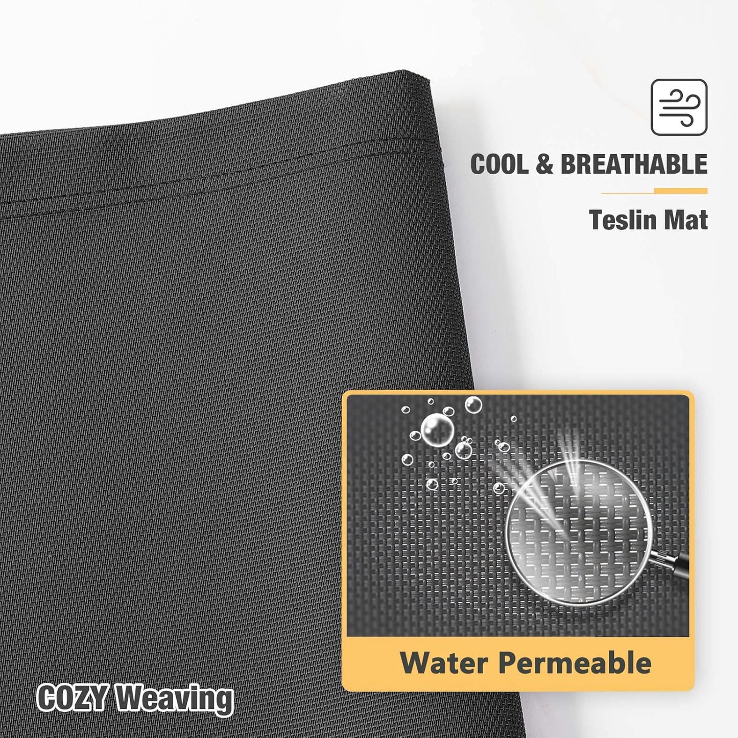 Veehoo Chew Proof Elevated Dog Bed - Cooling Raised Pet Cot - Silver Aluminum Frame and Durable Textilene Mesh Fabric, Unique Designed No-Slip Feet for Indoor or Outdoor Use, Black, Medium, CWC2003