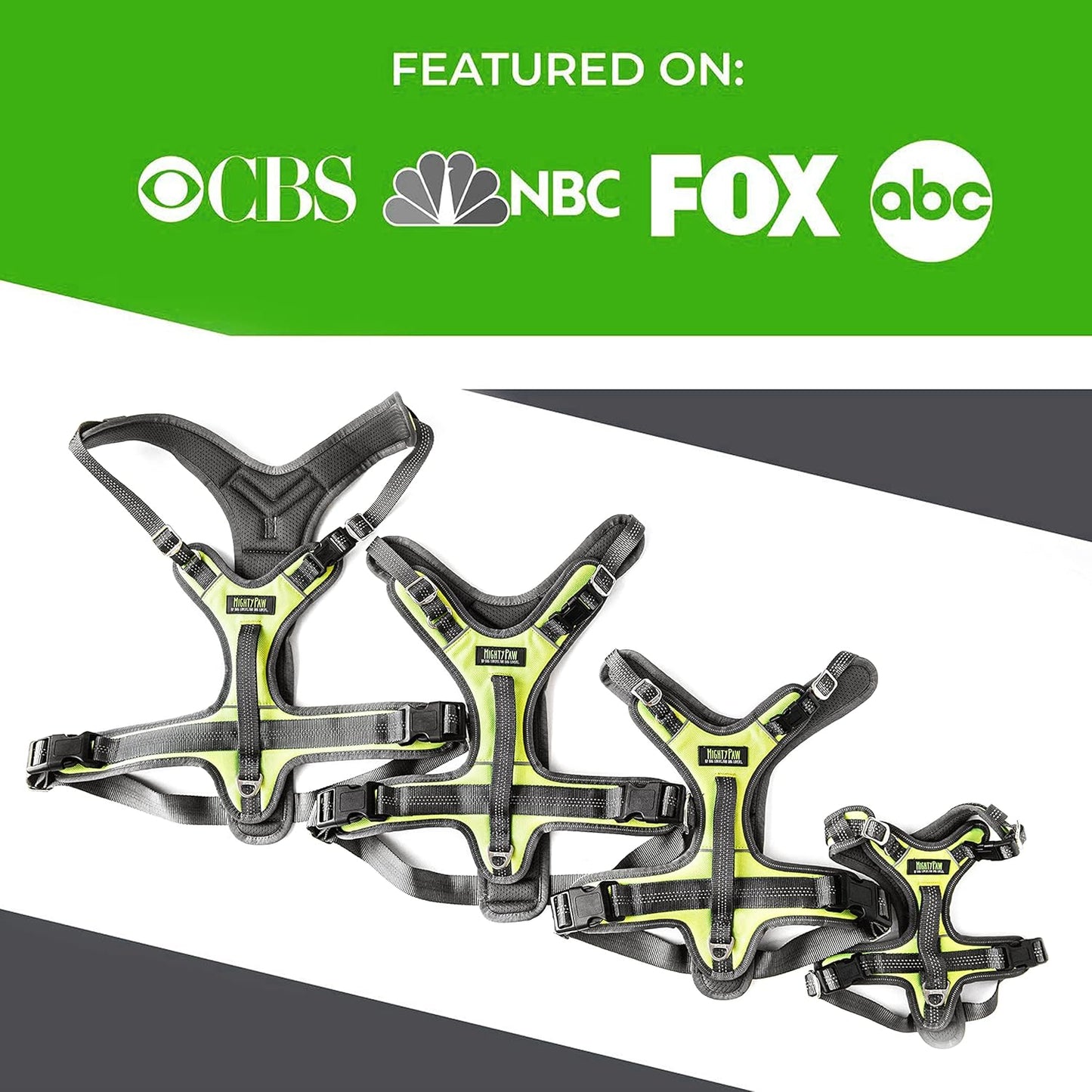 Mighty Paw Sport Harness 2.0 - Padded Canine Accessory - Adjustable Neck and Chest Straps - Enhanced Visibility with Reflective Stitching - Dog Padded Harness with Handle - Large - Green