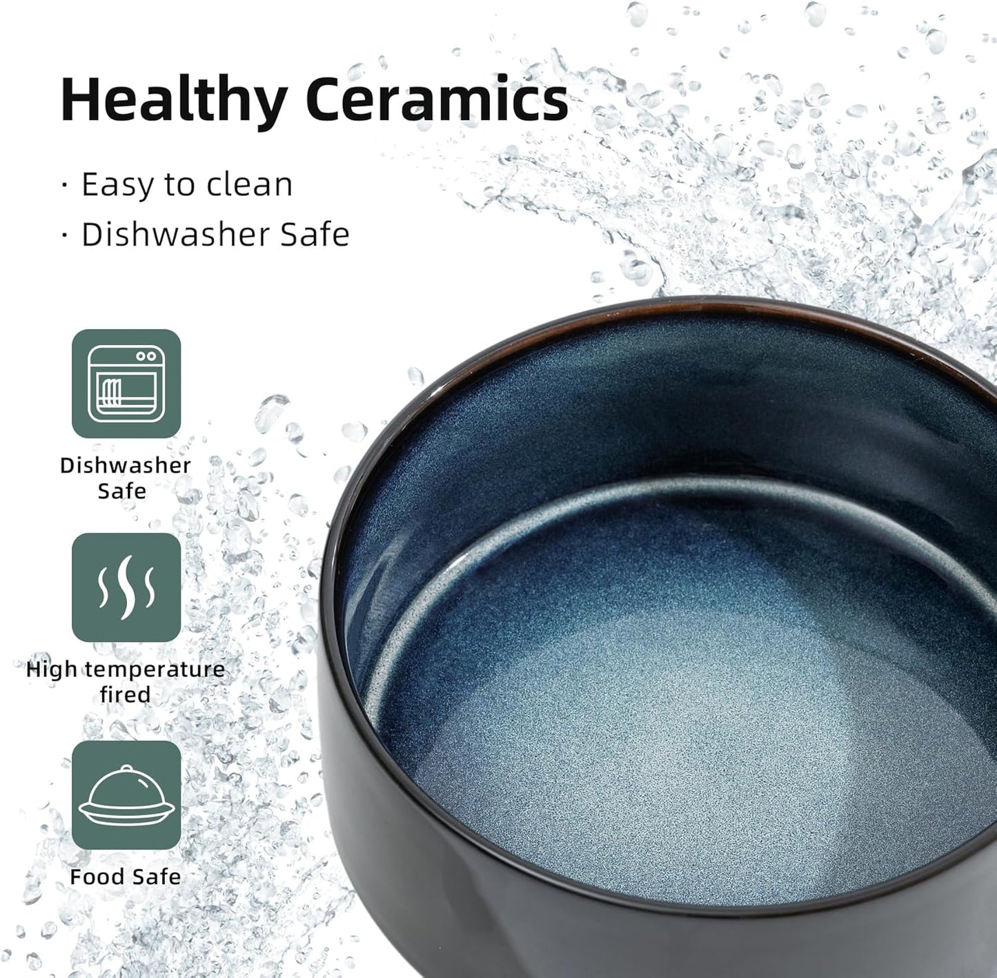 Ceramic Elevated Cat Food and Water Bowl, Kitty Bowl, Raised Cat Dish, Pet Feeder (5.1 in,1 x Starry Sky + Stand)