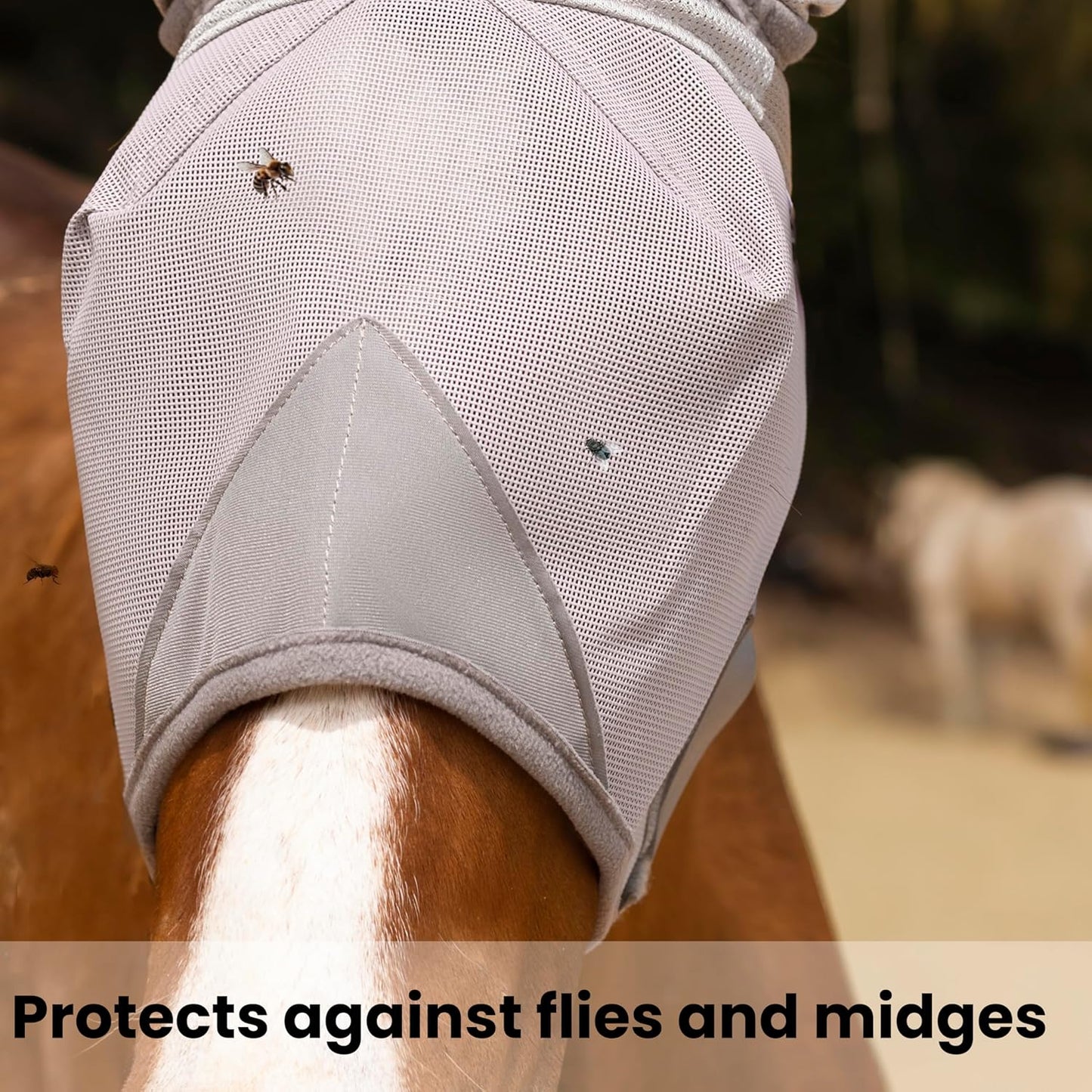 Horse Fly Mask, Adjustable Fly Masks for Horses with Ears, UV Protection from Insect Pests Comfort Mesh Without Nose Average Size Horses Accessories(Extra Small)