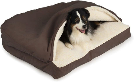 Snoozer Pet Products Luxury Rectangle Cozy Cave Dog Bed with Microsuede, Small, Hot Fudge