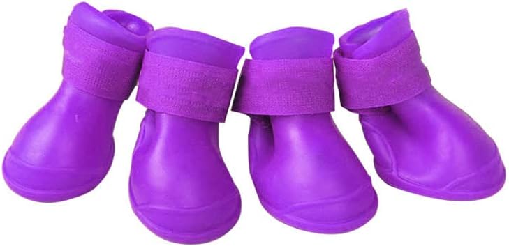 4Pcs Silicone Dog Boots, All Weather Non Slip Dog Rainshoes Boots Shoes for Hot Pavement, Snow, Mud, and Rain (S)