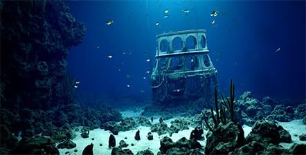 24X16IN Natural Underwater Aquarium Background, Pictures 3D Fish Reef Fish Tank Decoration Background, with 8 EVA Double-Sided Tape