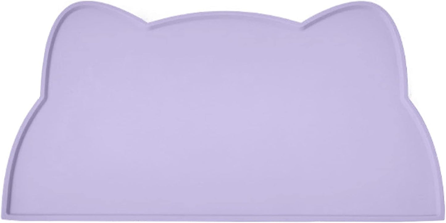 Cat Food Mat, Silicone Pet Feeding Mat for Floor Non-Slip Waterproof Dog Water Bowl Tray Cushion (20" x 12", Periwinkle Blue)