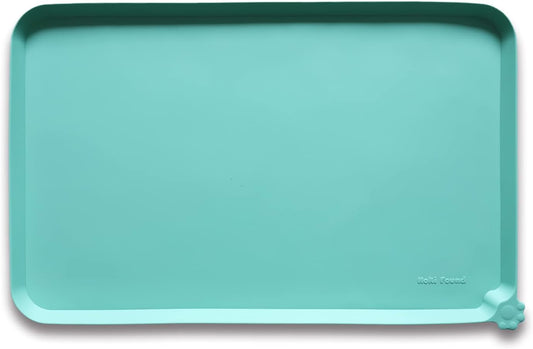 Hoki Found Large Silicone Non Slip Pet Food Mats - Tray for Dogs and Cats - Waterproof Feeding Mats - Cool Mint