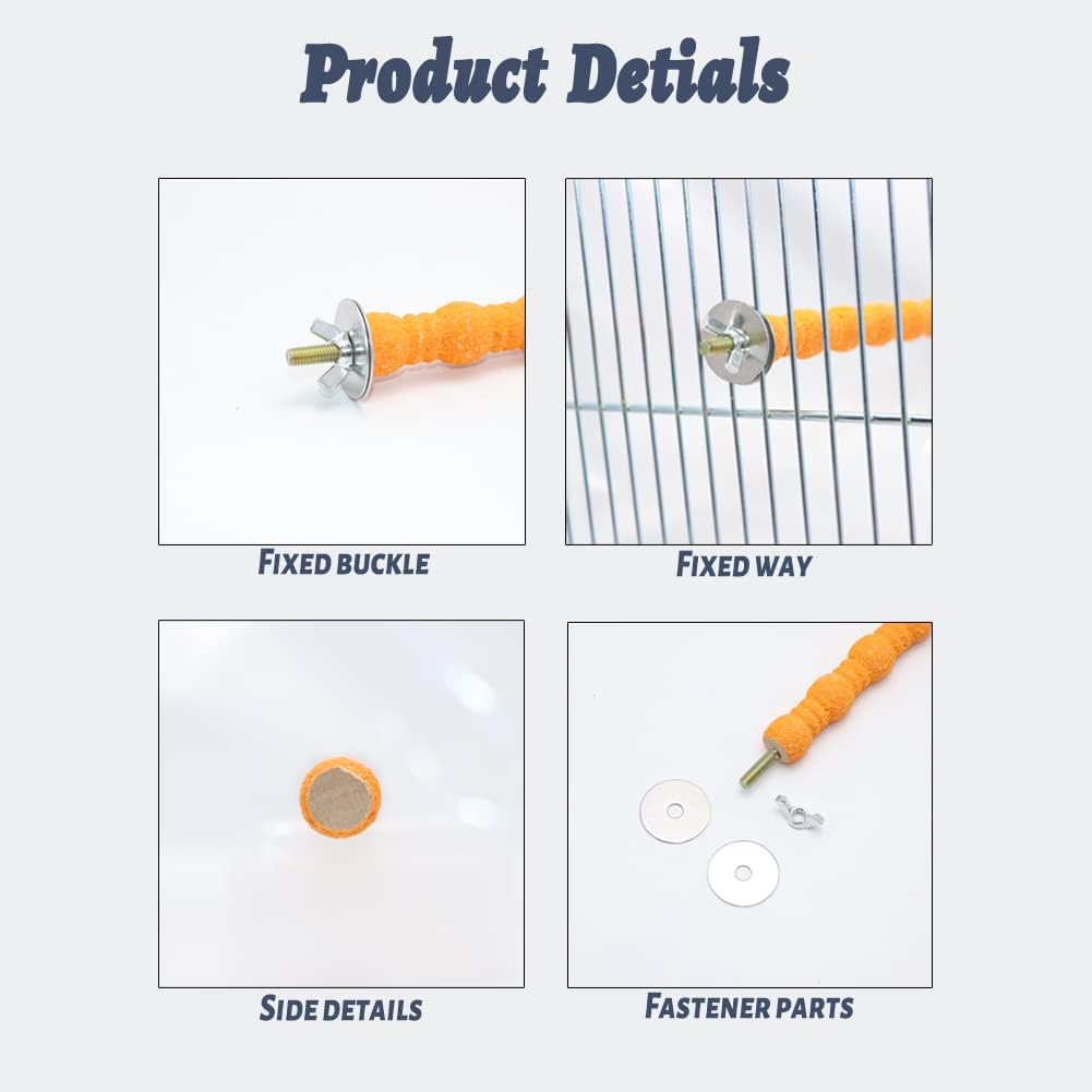 Litewoo Bird Perch Paw Beak Grinding Stick Grit Stand for Parrot Budgies Parakeet Cockatiels Conure Finch Random Color（7.09inch/18cm）