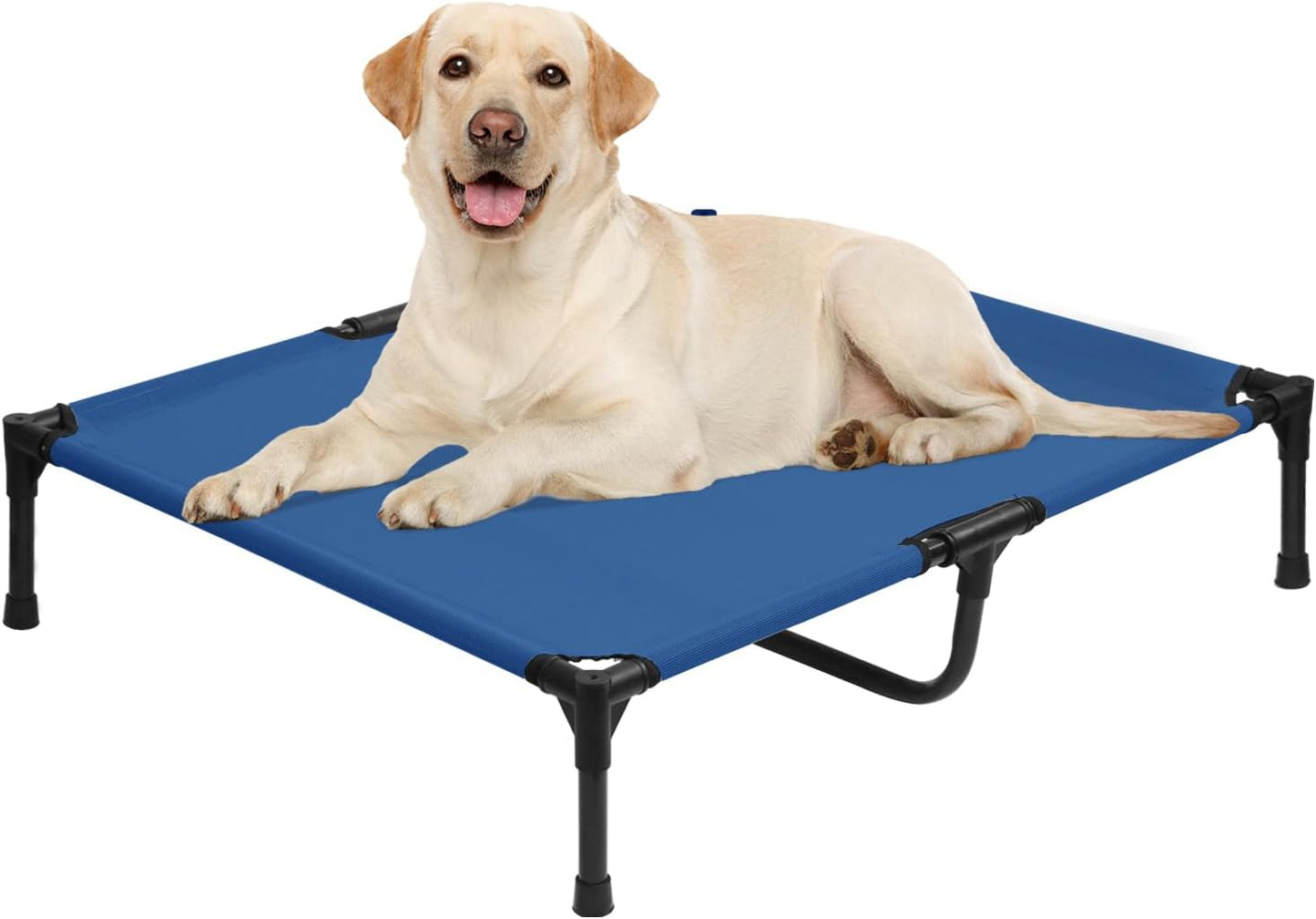 Elevated Dog Bed 42 Inch - Breathable Raised Pet Bed for Large Dogs, Waterproof Dog Cot Bed Easy to Assemble, Durable Portable Pet Cot with Non-Slip Feet, Blue
