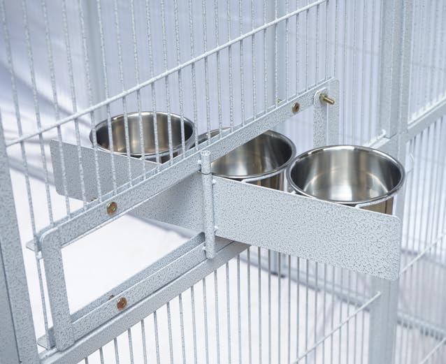 SENY Heavy Duty Large Walk-in Bird Aviary Cage, 79H x 86W x 62D inches, for Parrots, Macaws, Cockatoos, Reptiles, Dogs, Birds Flight Cage. (Silver White, Wire Size: 0.14")