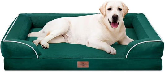 Comfort Expression Extra Large Dog Beds Jumbo Breed, Orthopedic Dog Bed Waterproof, PV Washable Pet Sofa Couch with Removable Cover & Non-Slip Bottom(Jumbo,Emerald)